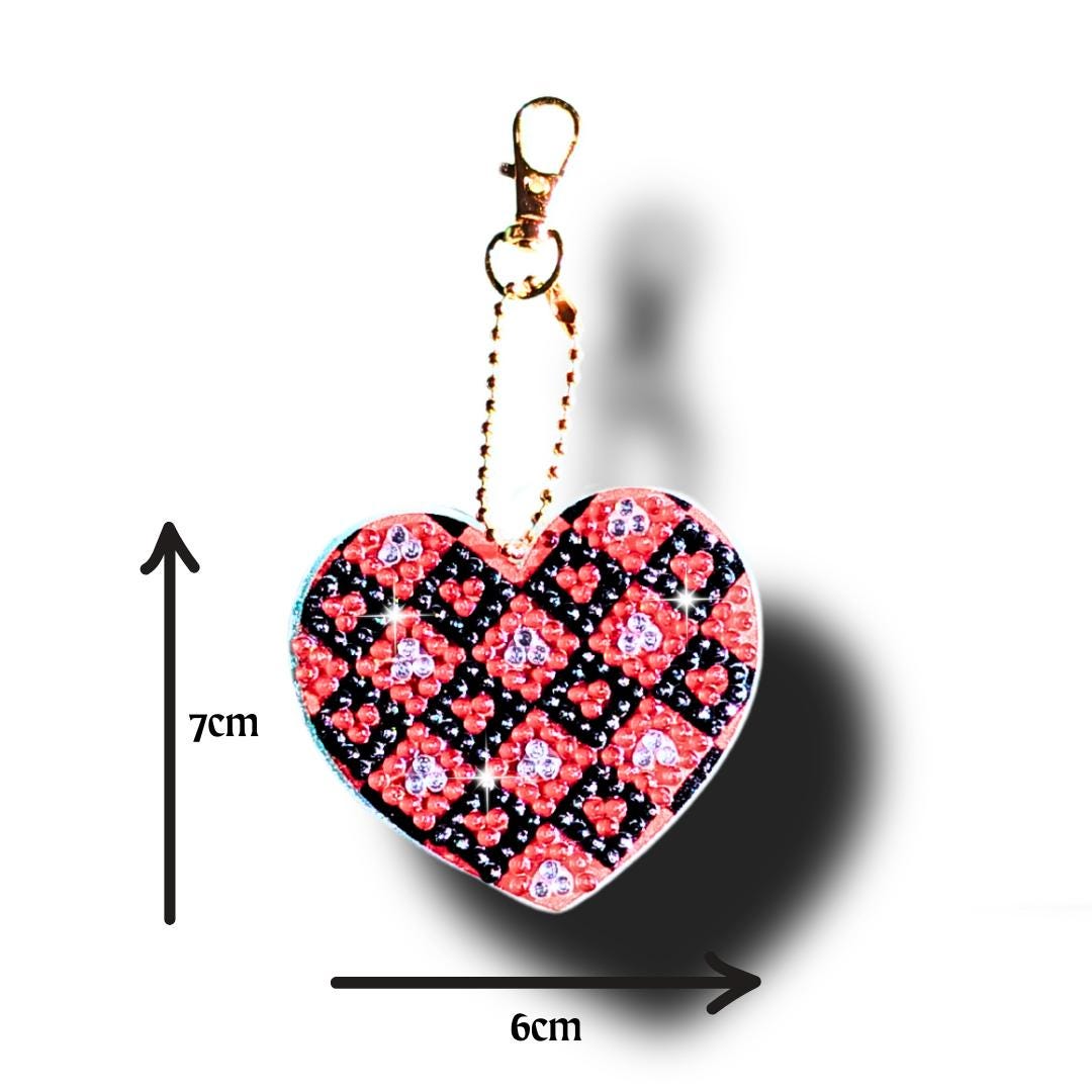 Handmade Sparkly Diamond Painting Heart Keychains: Handmade Bag Charms, Set of 4-Sold Individually