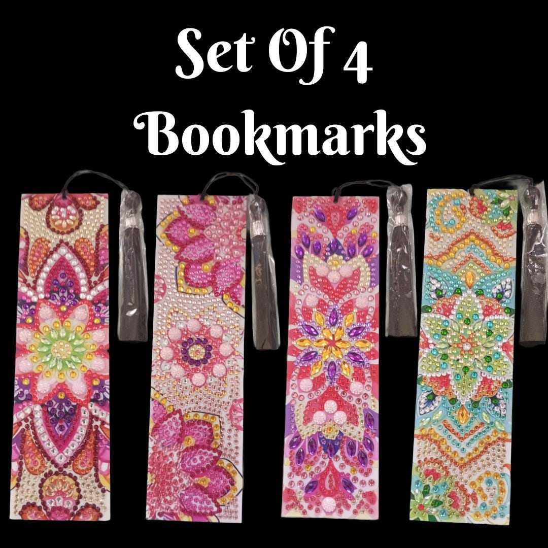 Handmade Diamond Painting Bookmarks (Set of 4) – Sparkly Gift for Book Lovers, Women, Gift for Her