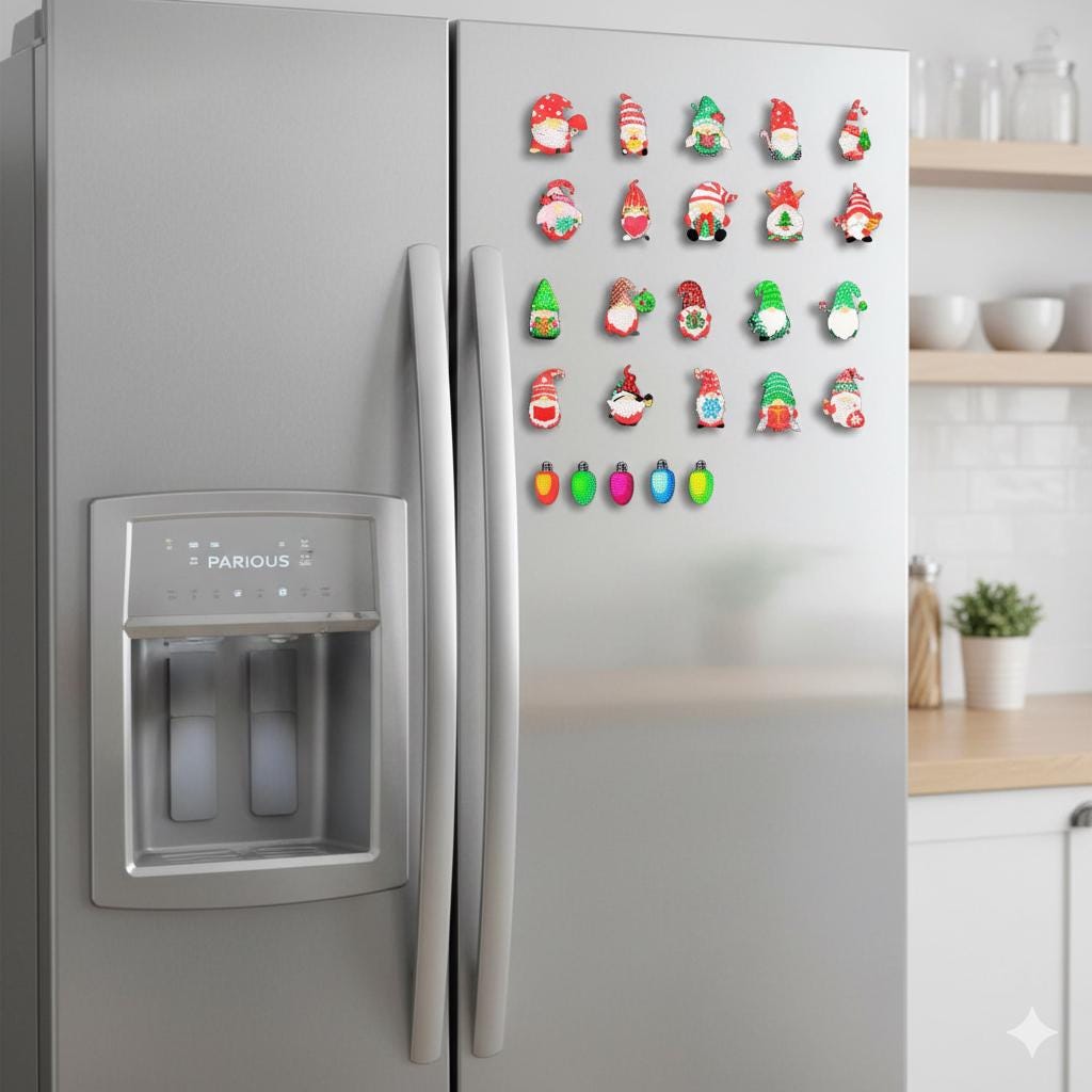 Handmade Sparkly Santa Gonk Christmas Fridge Magnets - Set of 25