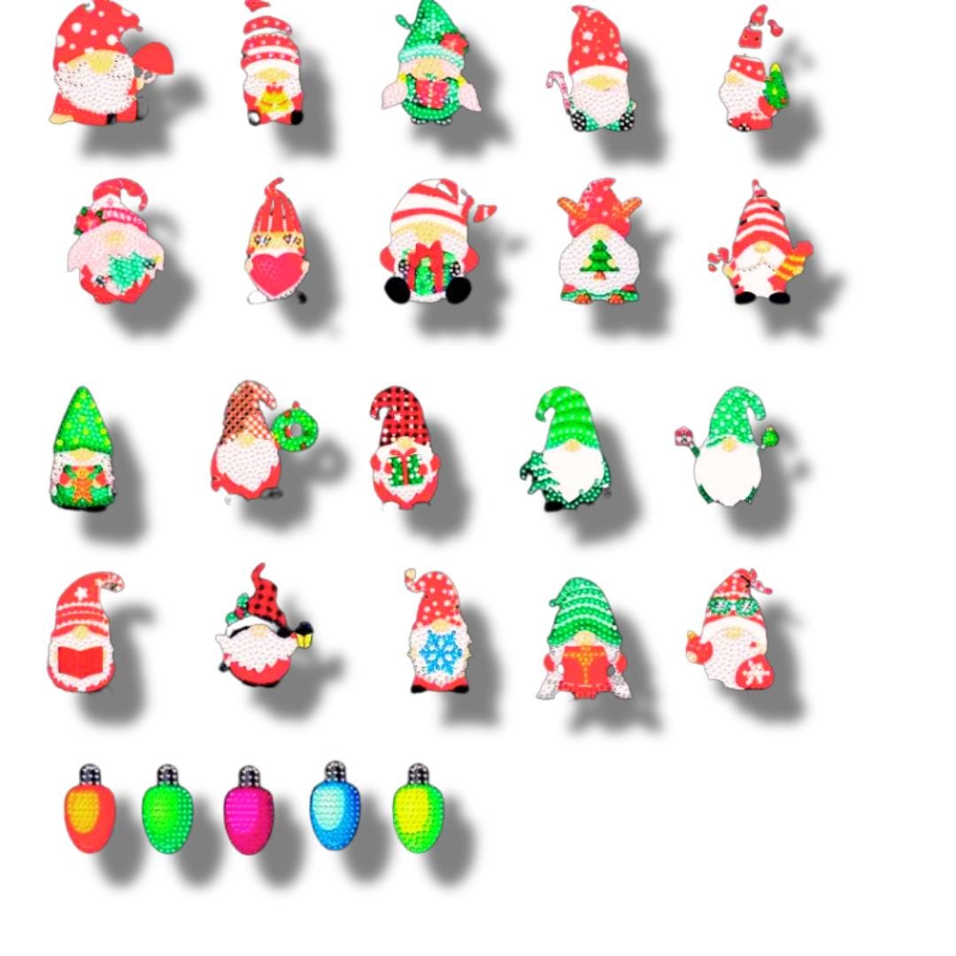 Handmade Sparkly Santa Gonk Christmas Fridge Magnets - Set of 25