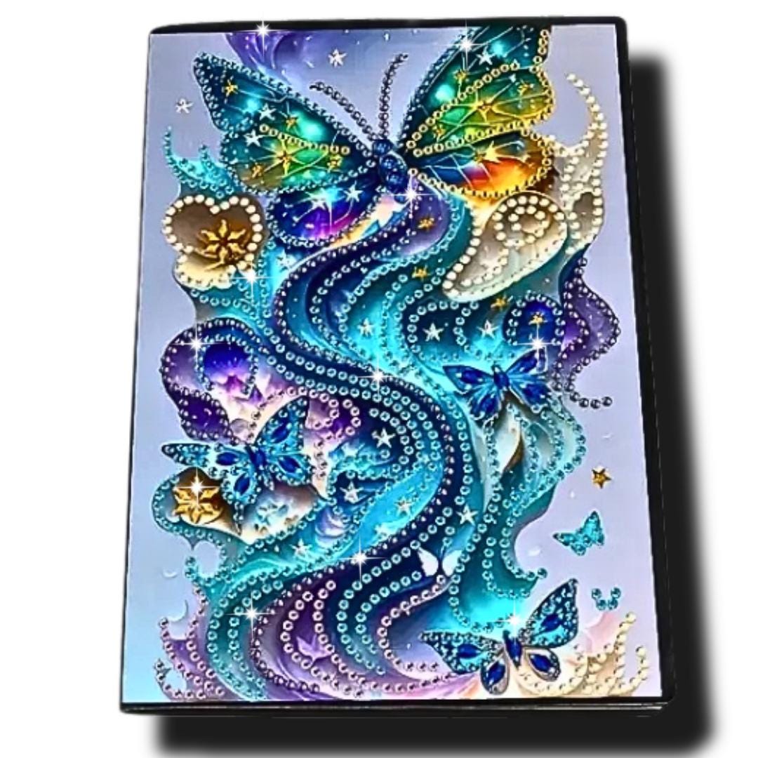 Handmade Diamond Painting Sketchbook a Vibrant Butterfly Sparkly Rhinestone Decor