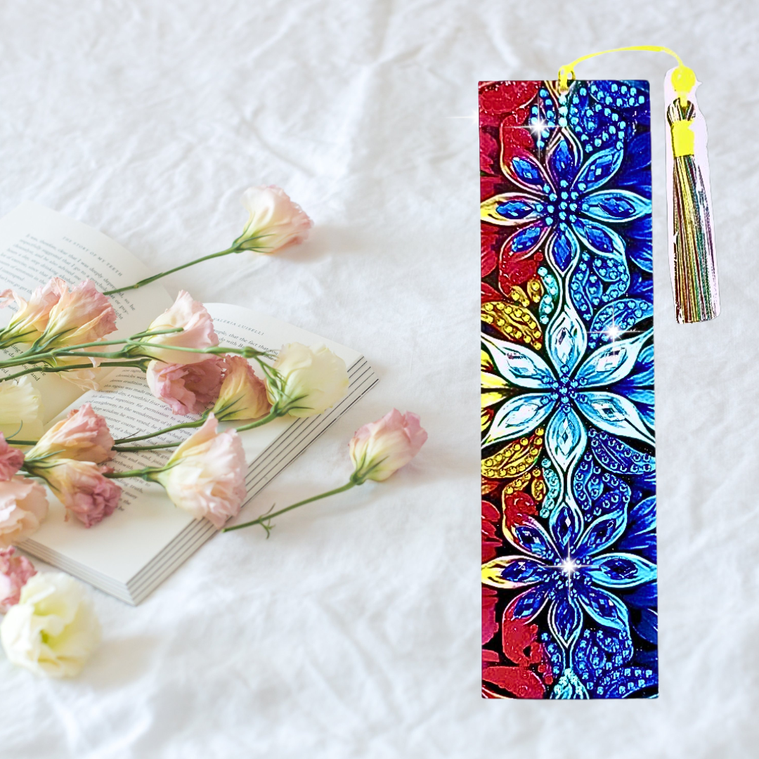 Handmade diamond painting sparkly bookmark with tassel