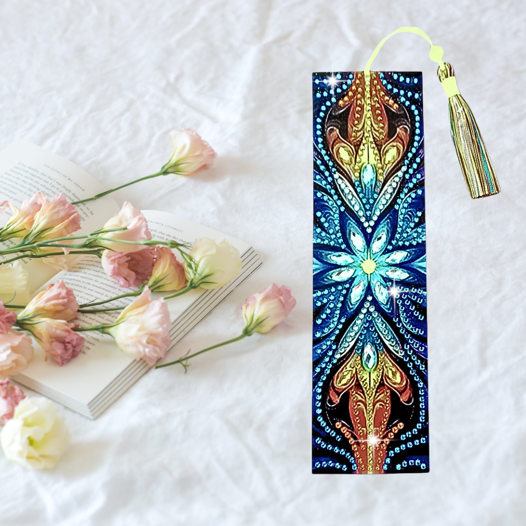 Handmade diamond painting sparkly bookmark with tassel