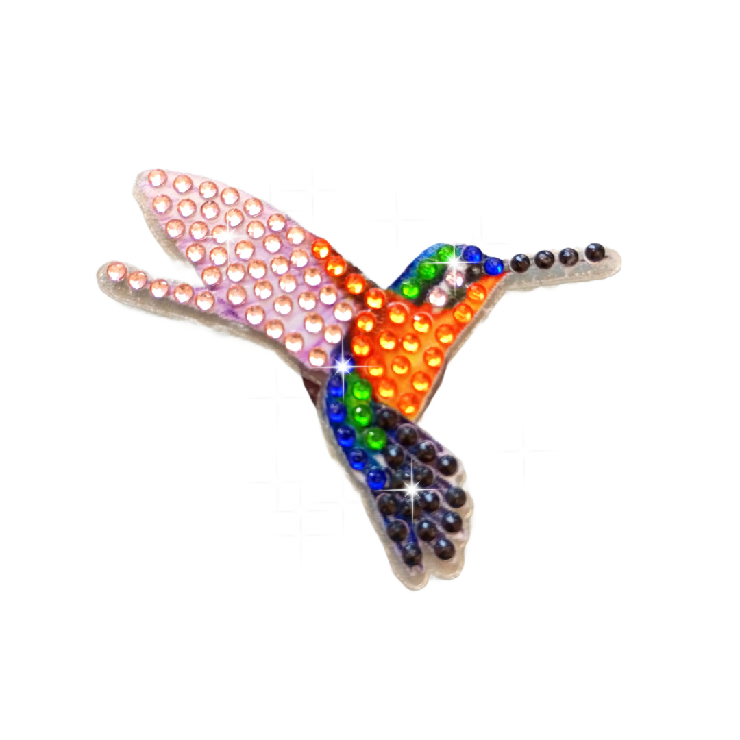 Handmade Hummingbird Diamond Painting Keychains, Set of 8