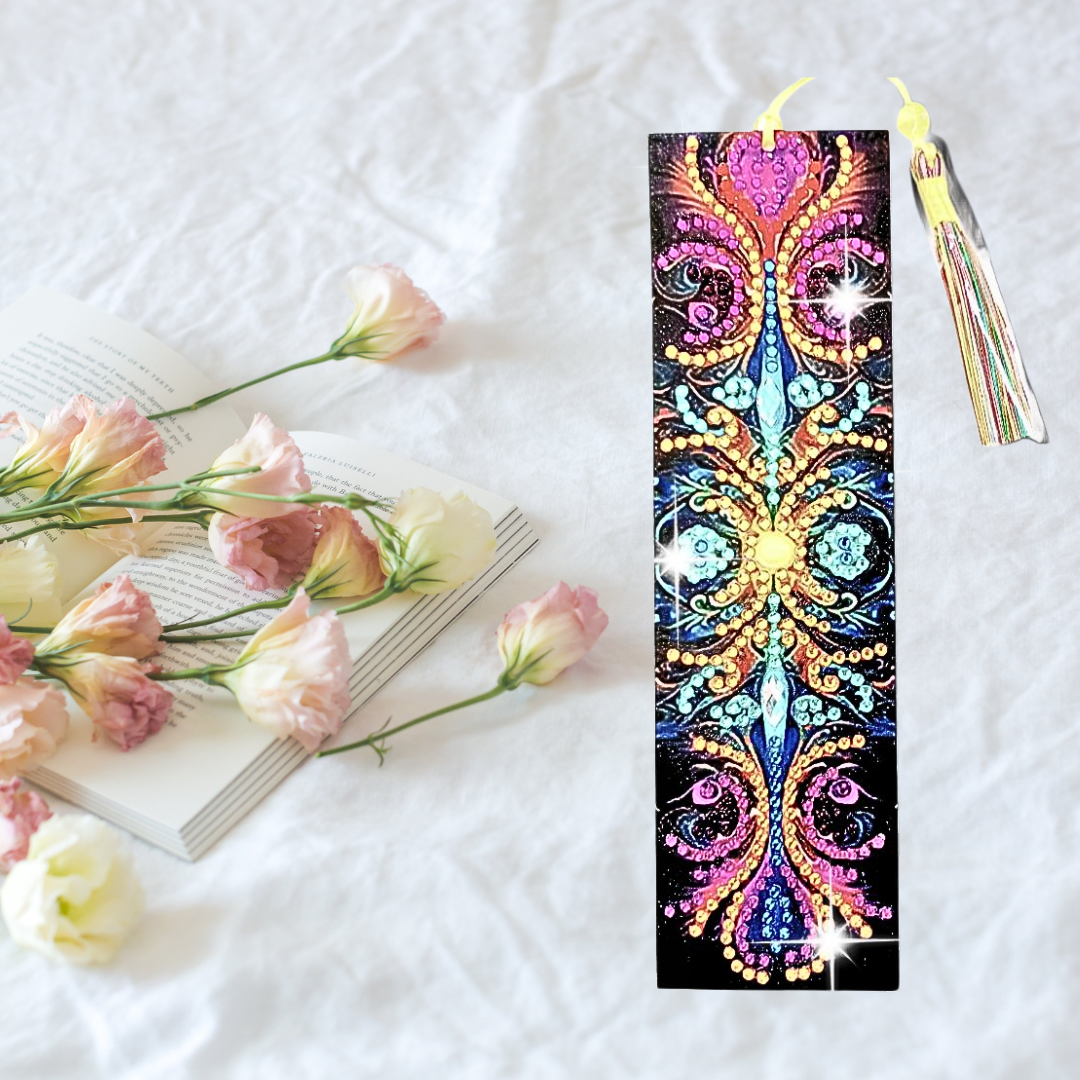 Handmade diamond painting sparkly bookmark with tassel