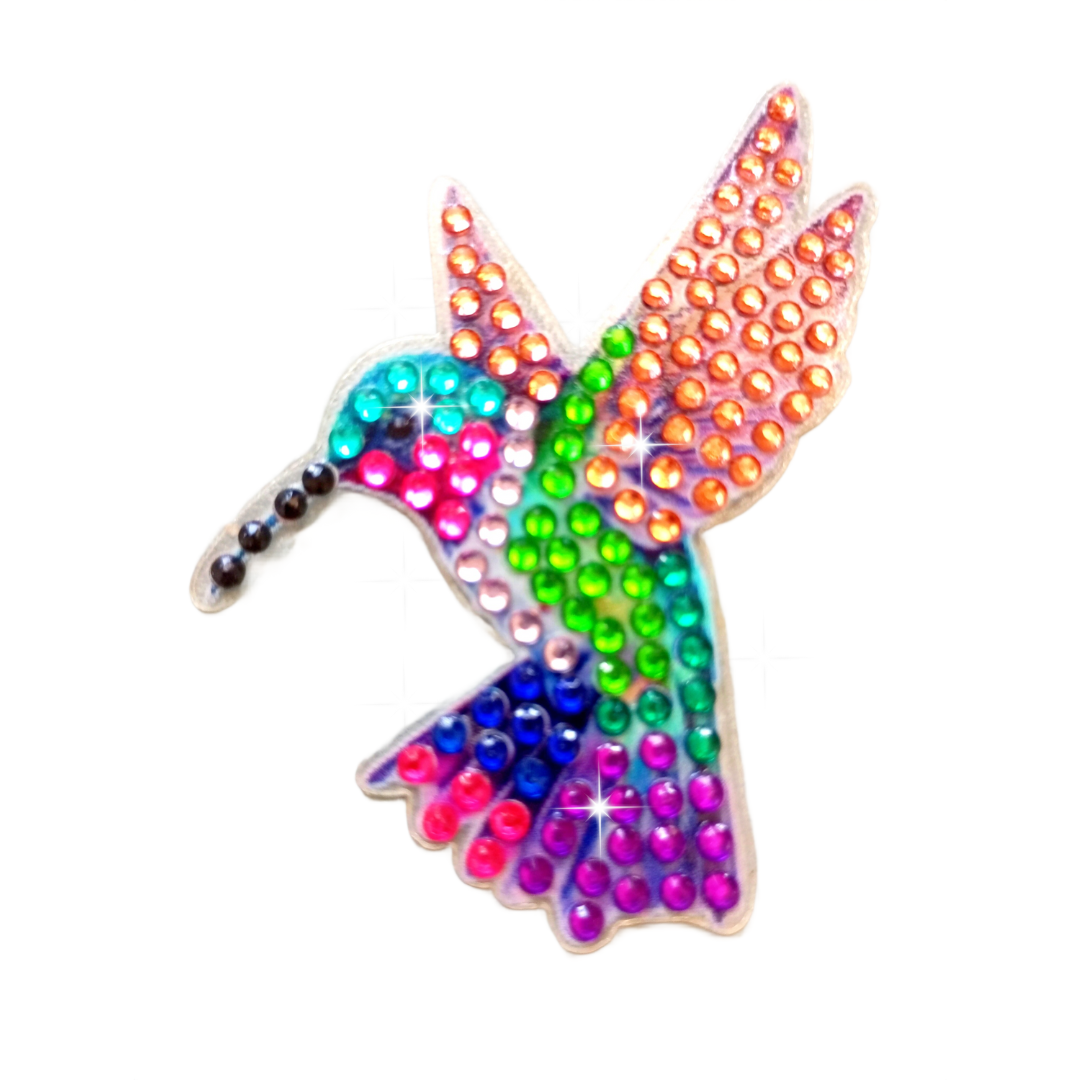 Handmade Hummingbird Diamond Painting Keychains, Set of 8