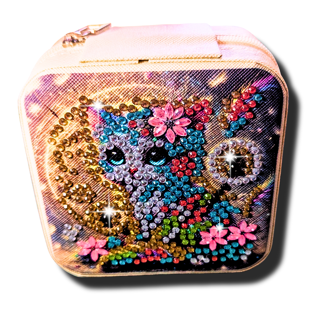 Kitten Diamond Painting Jewelry Box – Sparkly Travel Organizer, Cat Lover