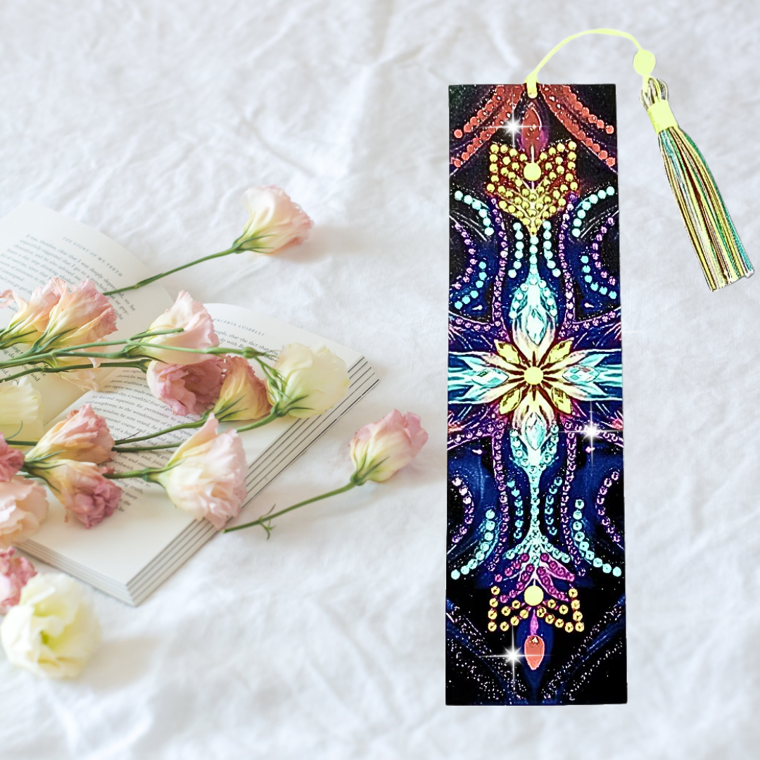 Handmade diamond painting sparkly bookmark with tassel