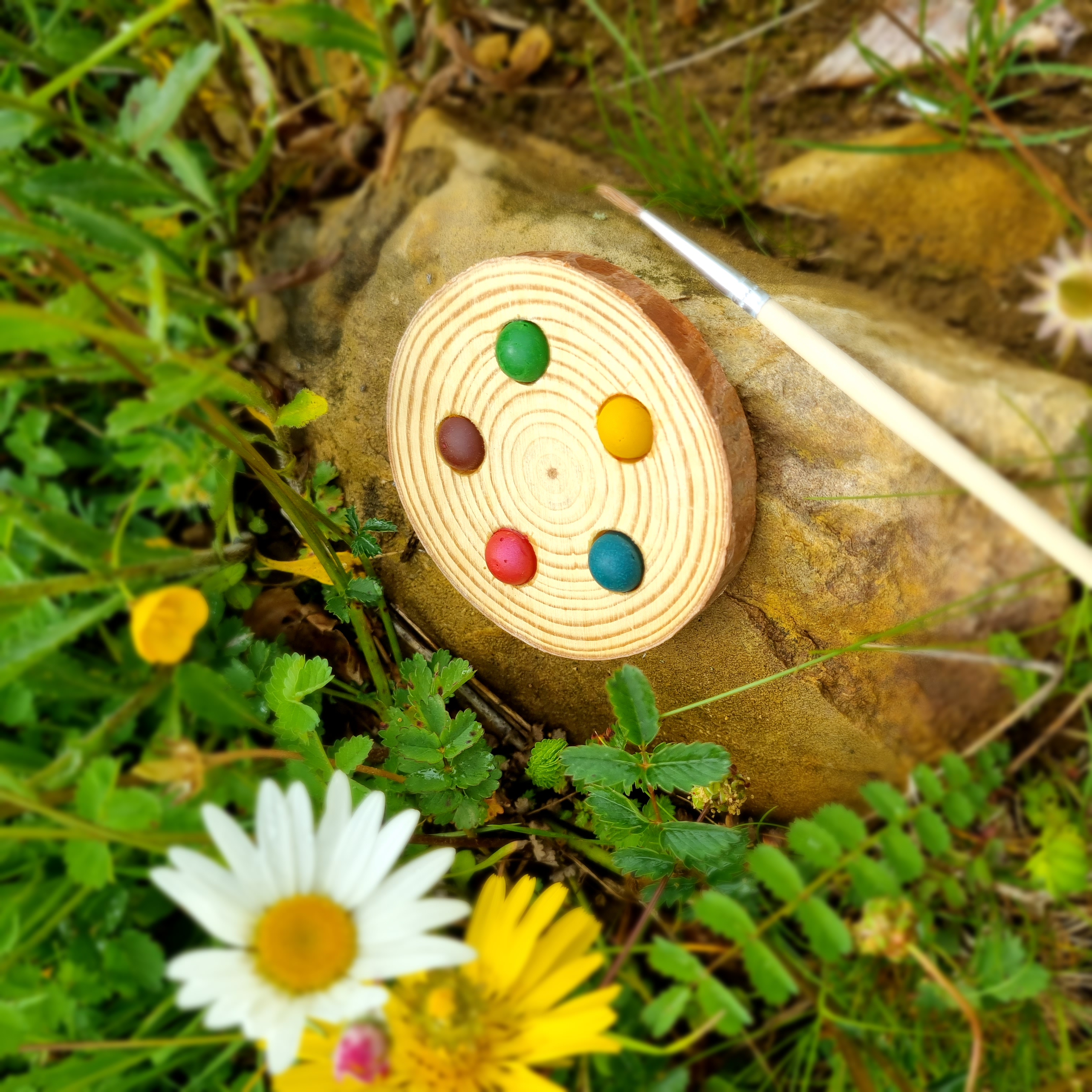 Palette sur rondin de bois 