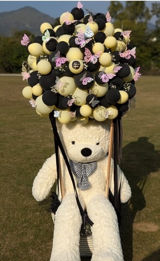 Teddy Bear with Balloon Bouquet