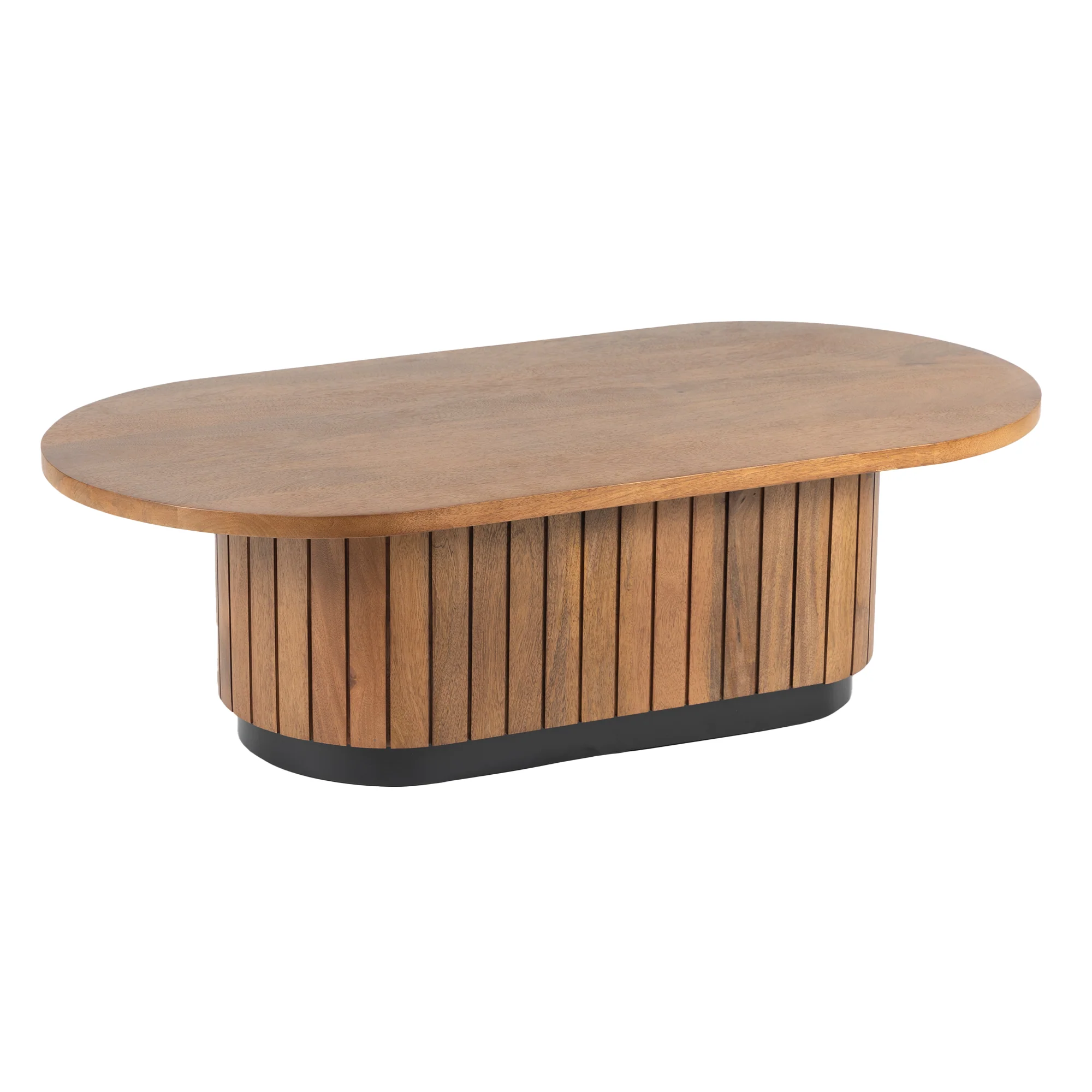 Furneezy Piano Mango Wood Oval Coffee Table - Natural