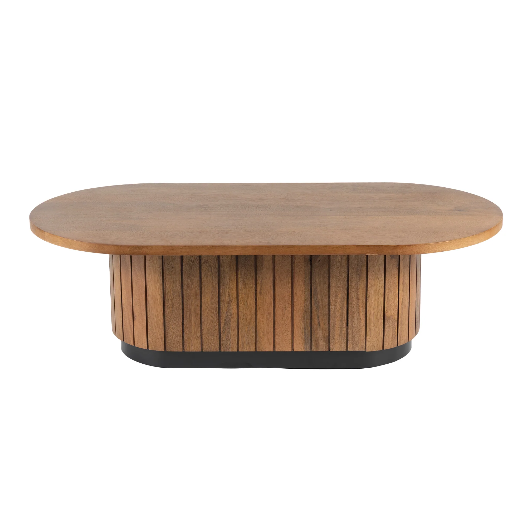 Furneezy Piano Mango Wood Oval Coffee Table - Natural