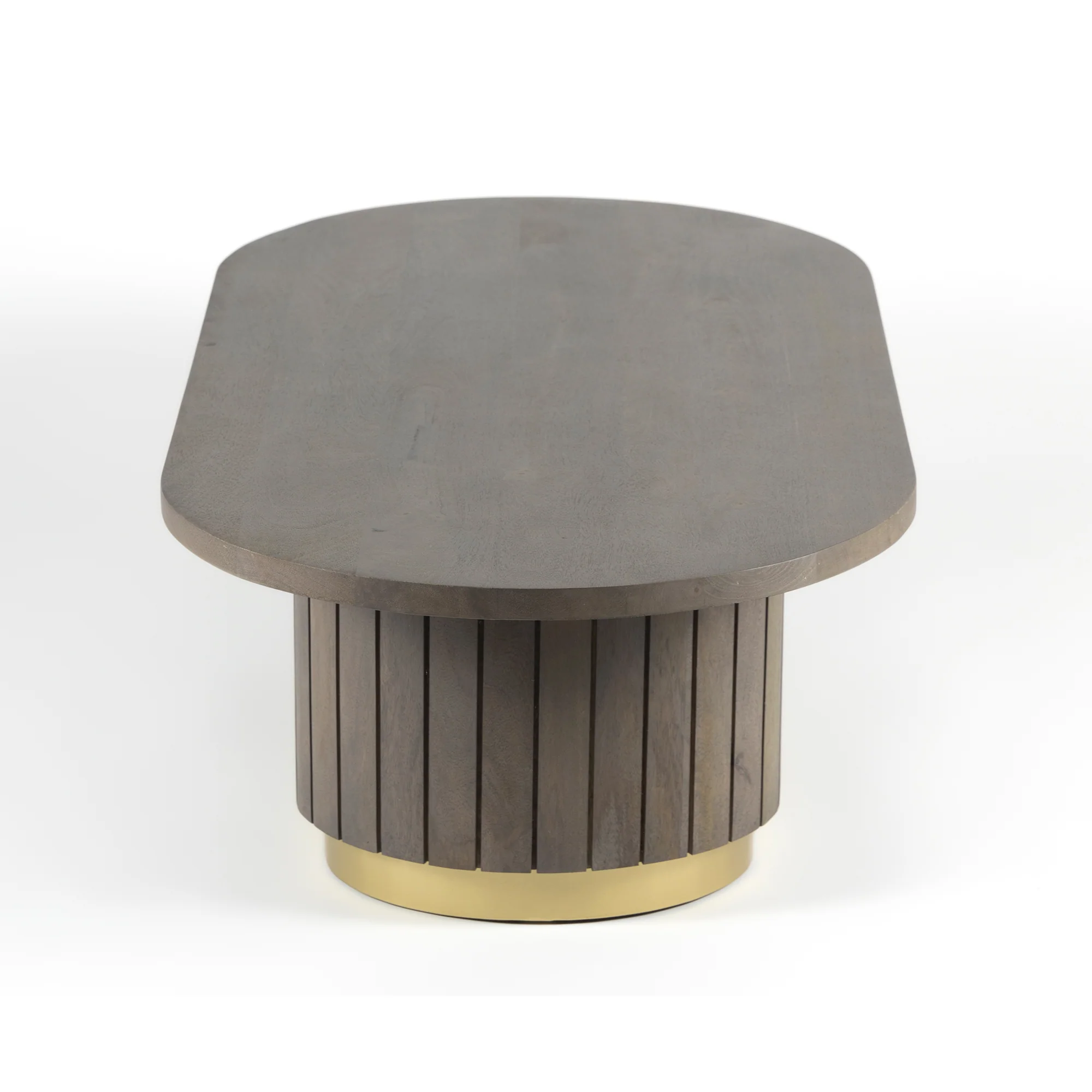  Furneezy Piano Mango Wood Oval Coffee Table - Ash Grey