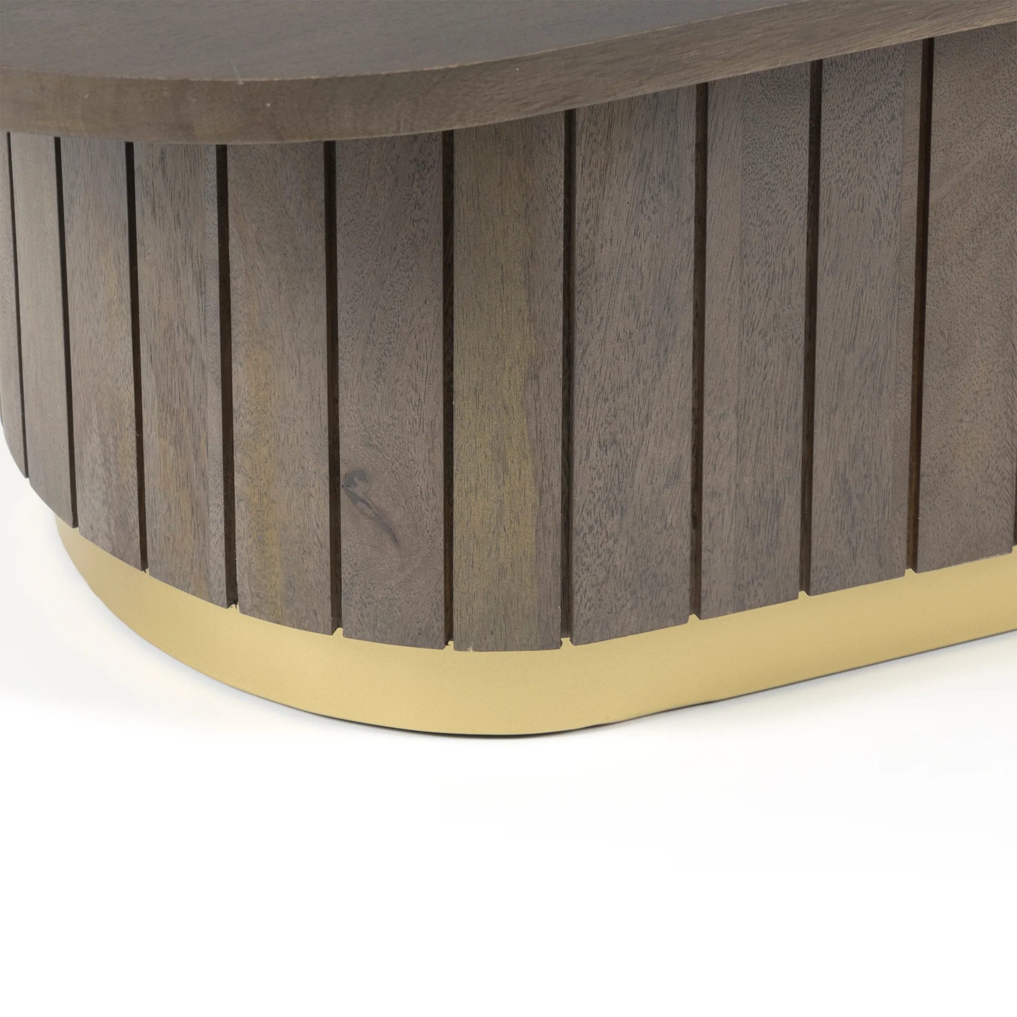  Furneezy Piano Mango Wood Oval Coffee Table - Ash Grey