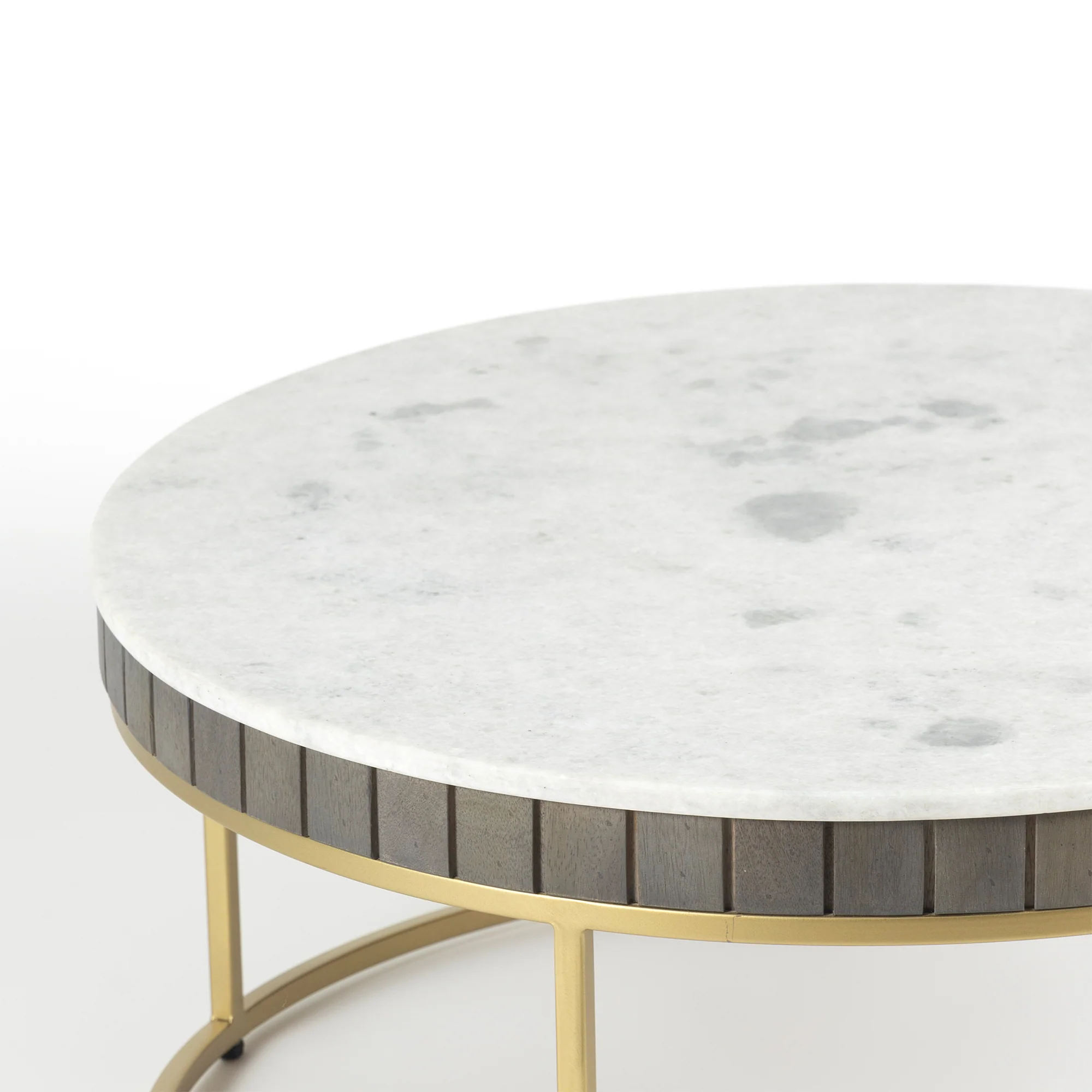 Furneezy Piano Real Marble Round Coffee Table - Ash Grey