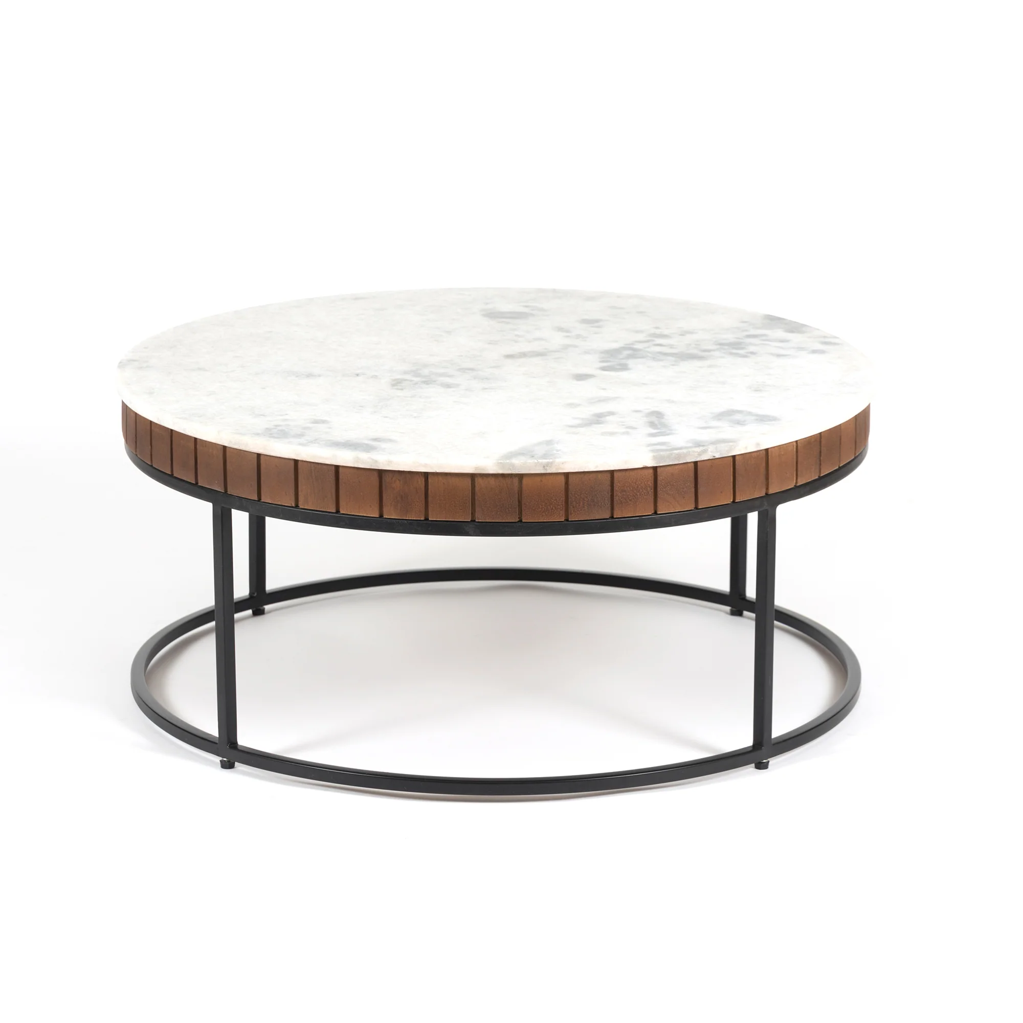 Furneezy Piano Real Marble Round Coffee Table - Natural