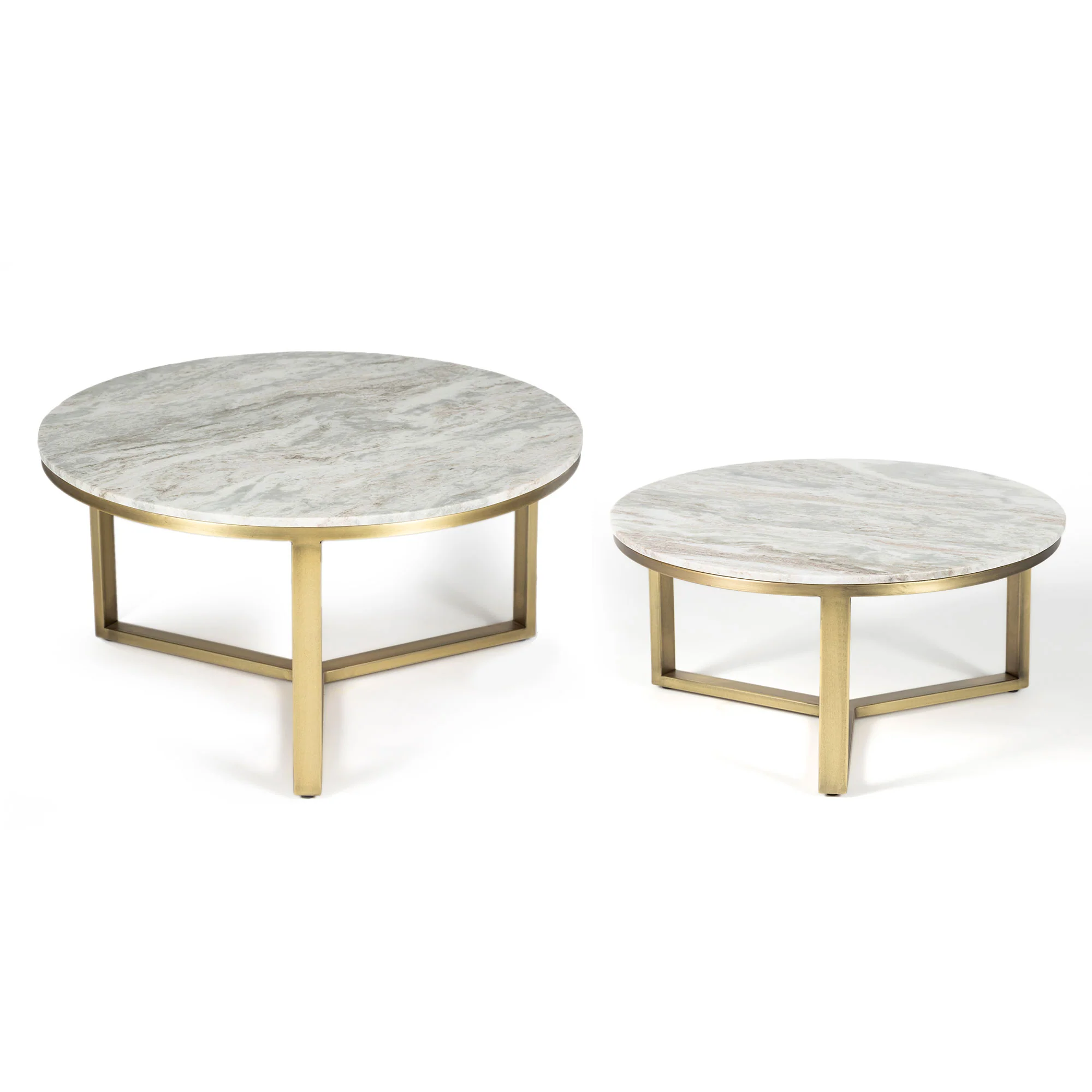  Furneezy Olive Nested Real Marble Nesting Coffee Tables