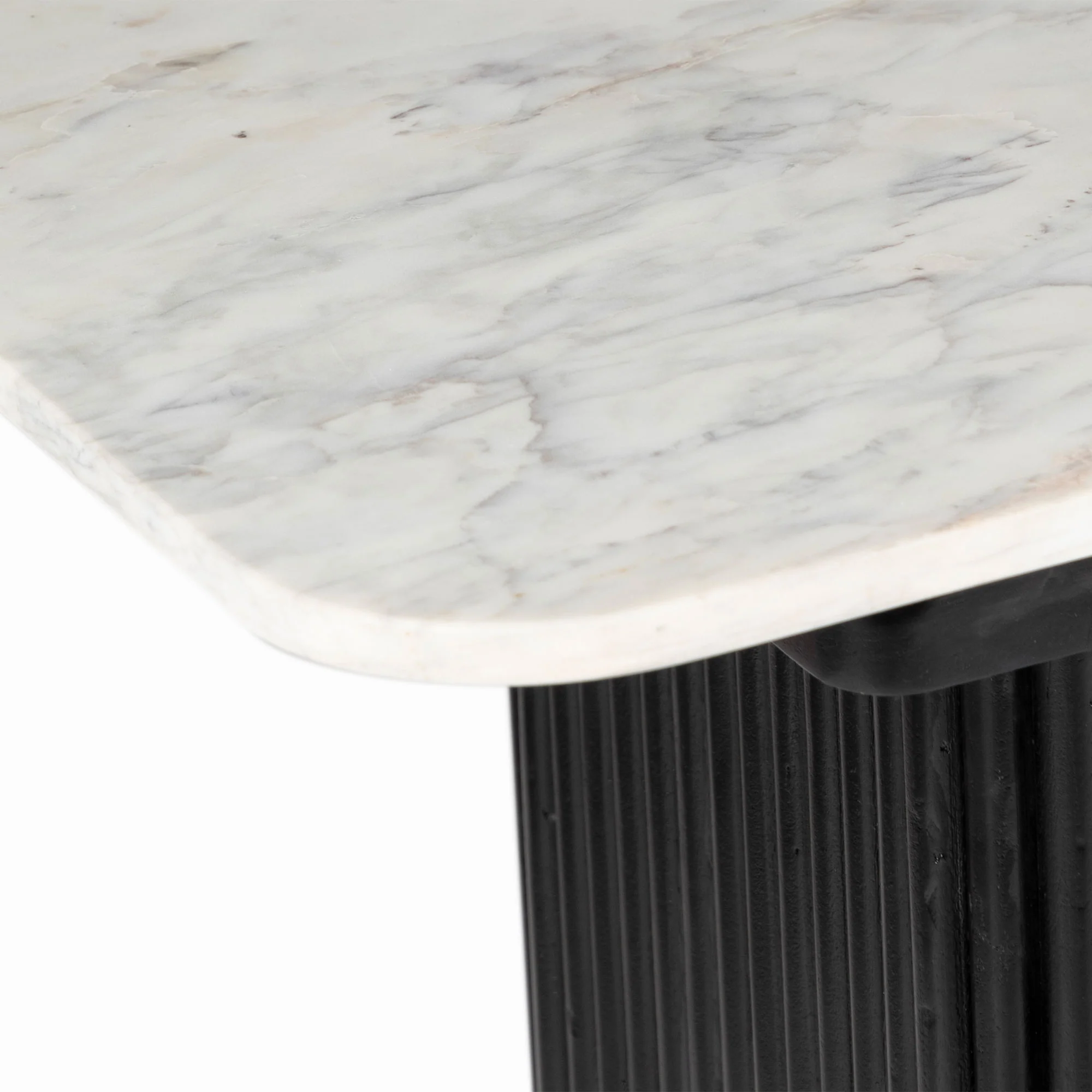  Furneezy Kelby Marble Console Table with Wooden Legs - Black