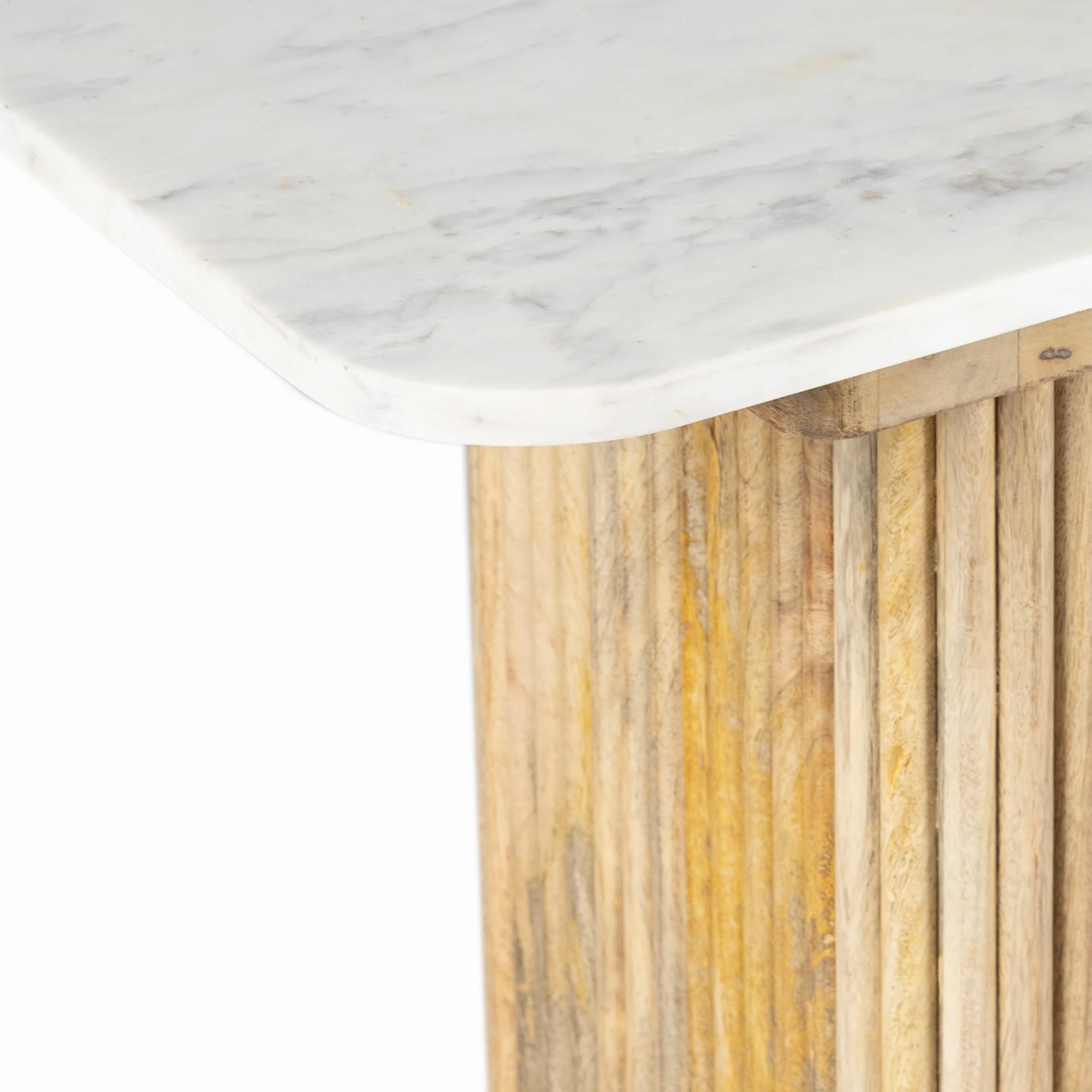  Furneezy Kelby Marble Console Table with Wooden Legs - Natural