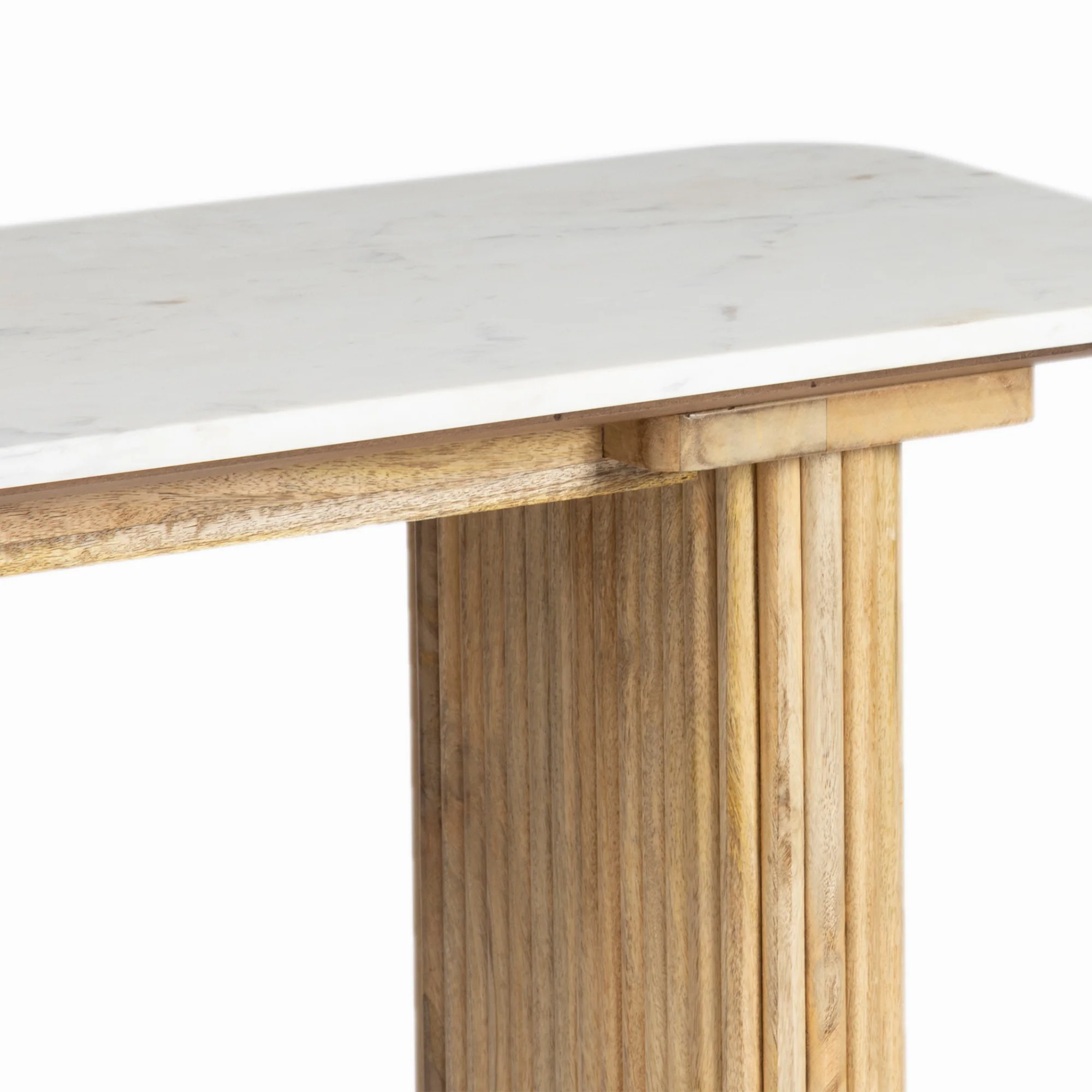  Furneezy Kelby Marble Console Table with Wooden Legs - Natural