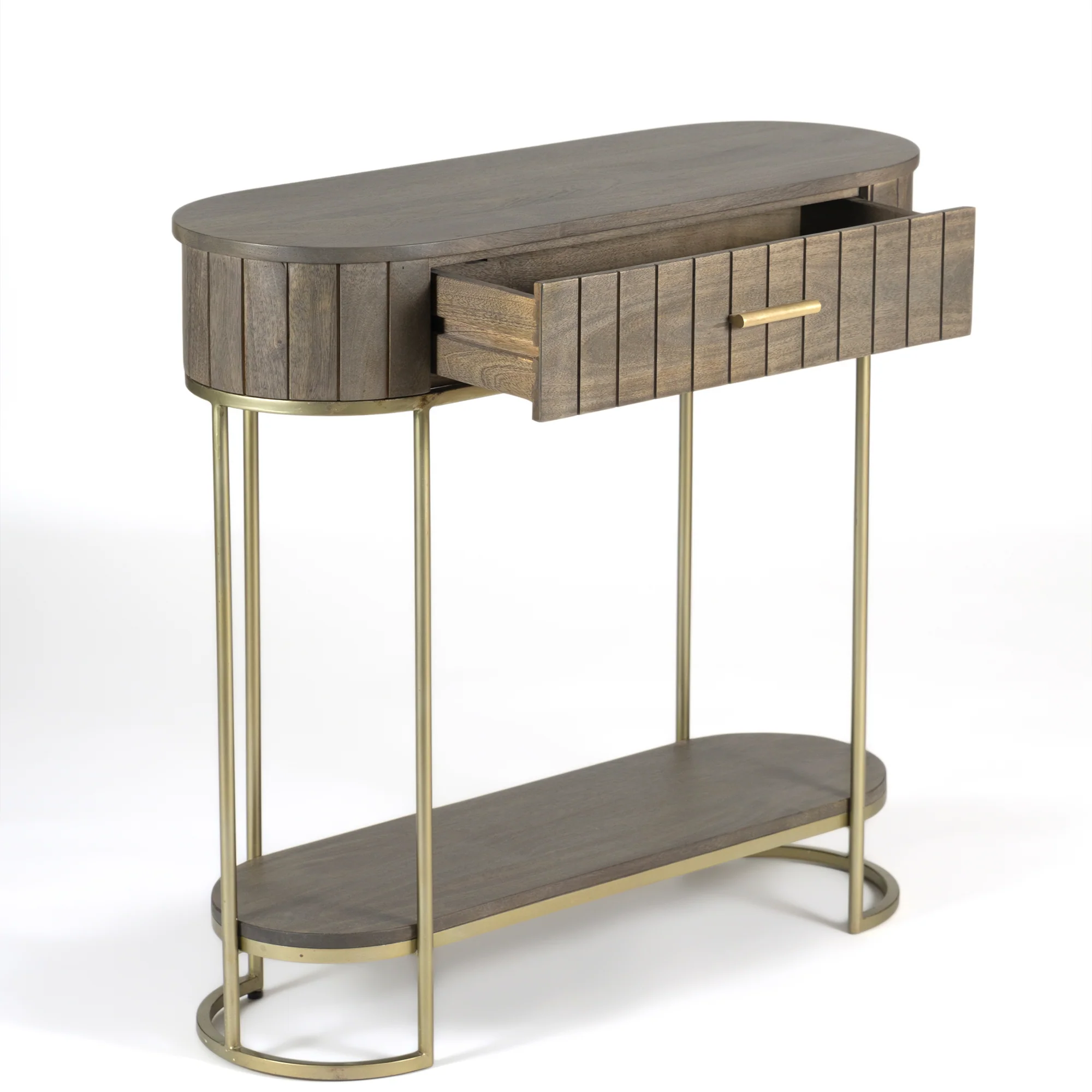  Furneezy Piano Console Table With Drawer - Ash Grey