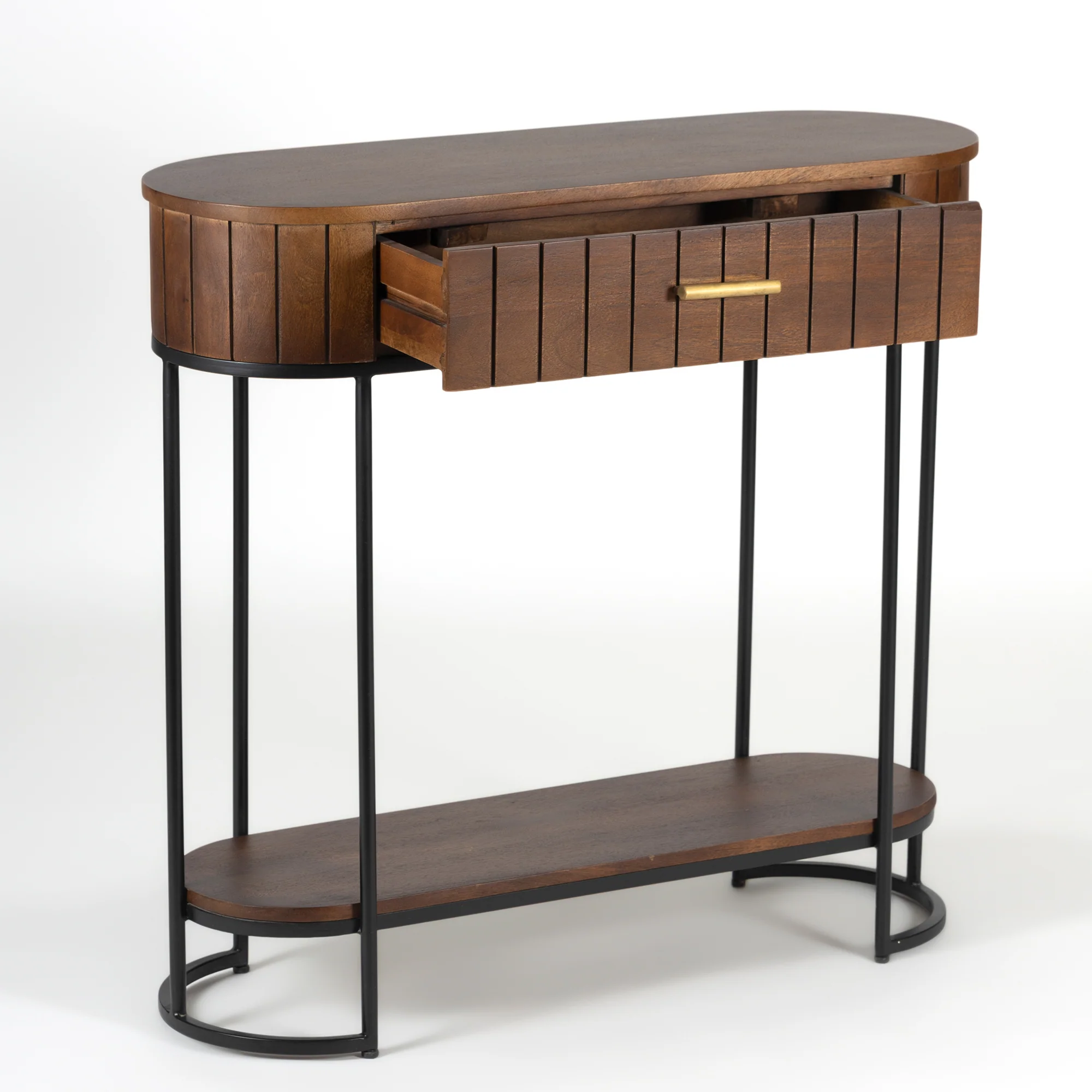  Furneezy Piano Console Table With Drawer - Honey