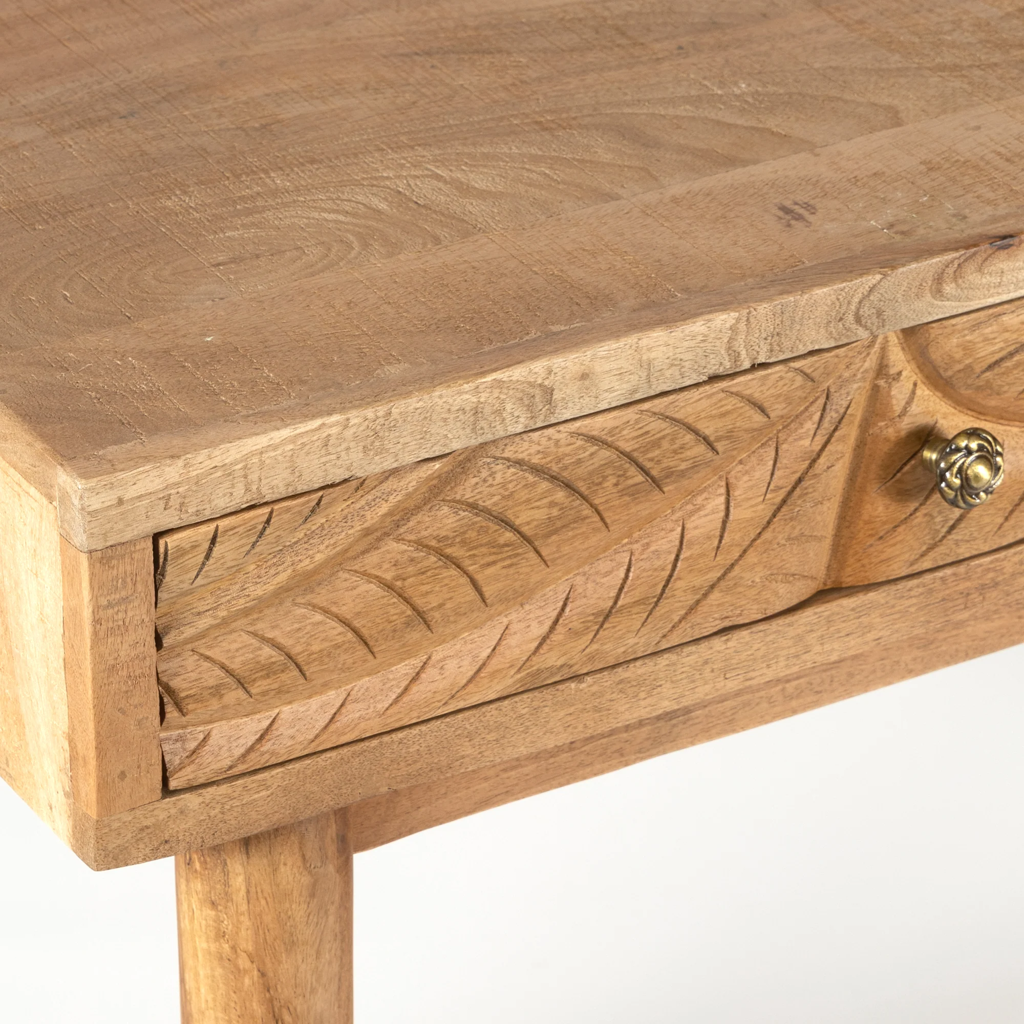  Furneezy Canopy Hand- Carved Console Table W2 Drawers