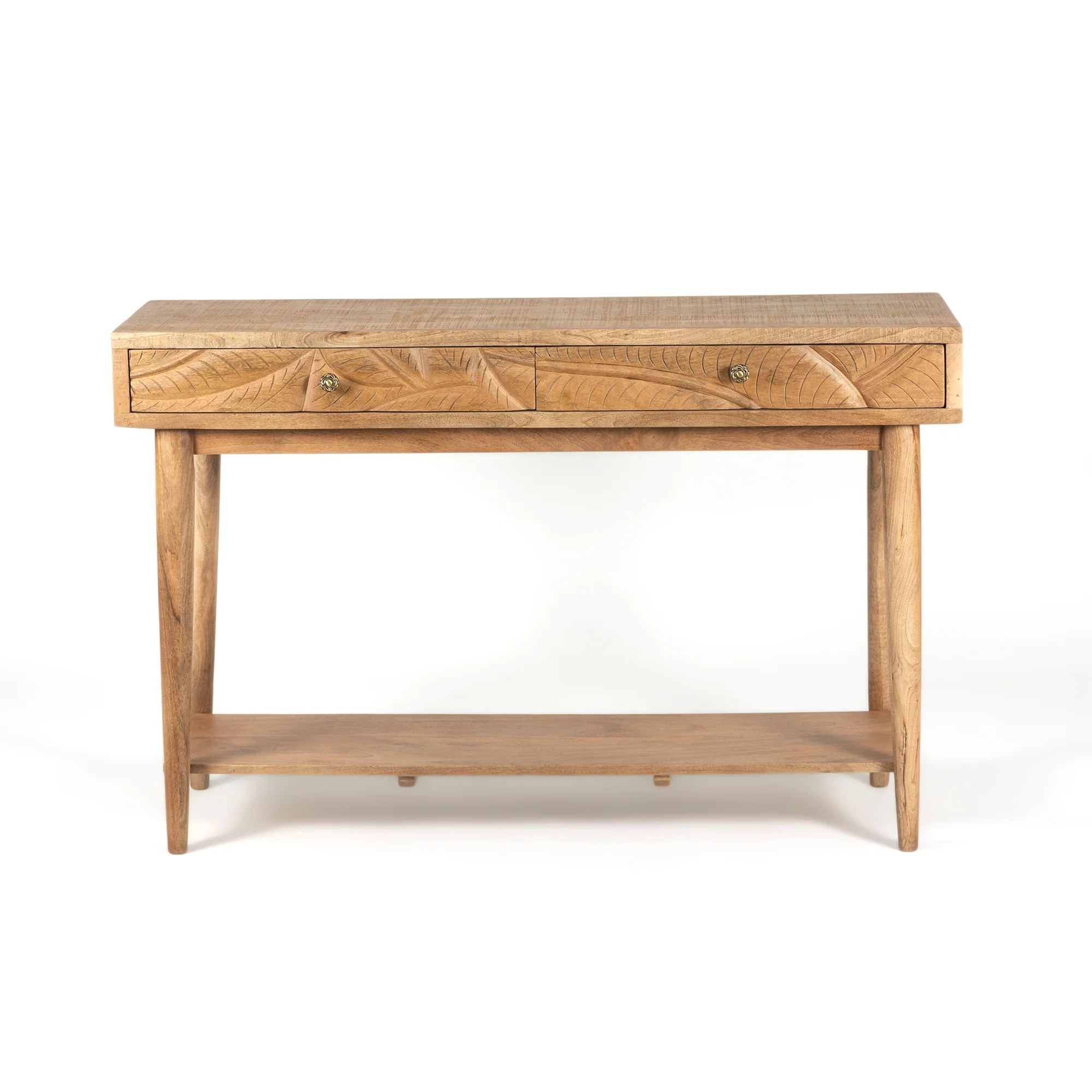  Furneezy Canopy Hand- Carved Console Table W2 Drawers