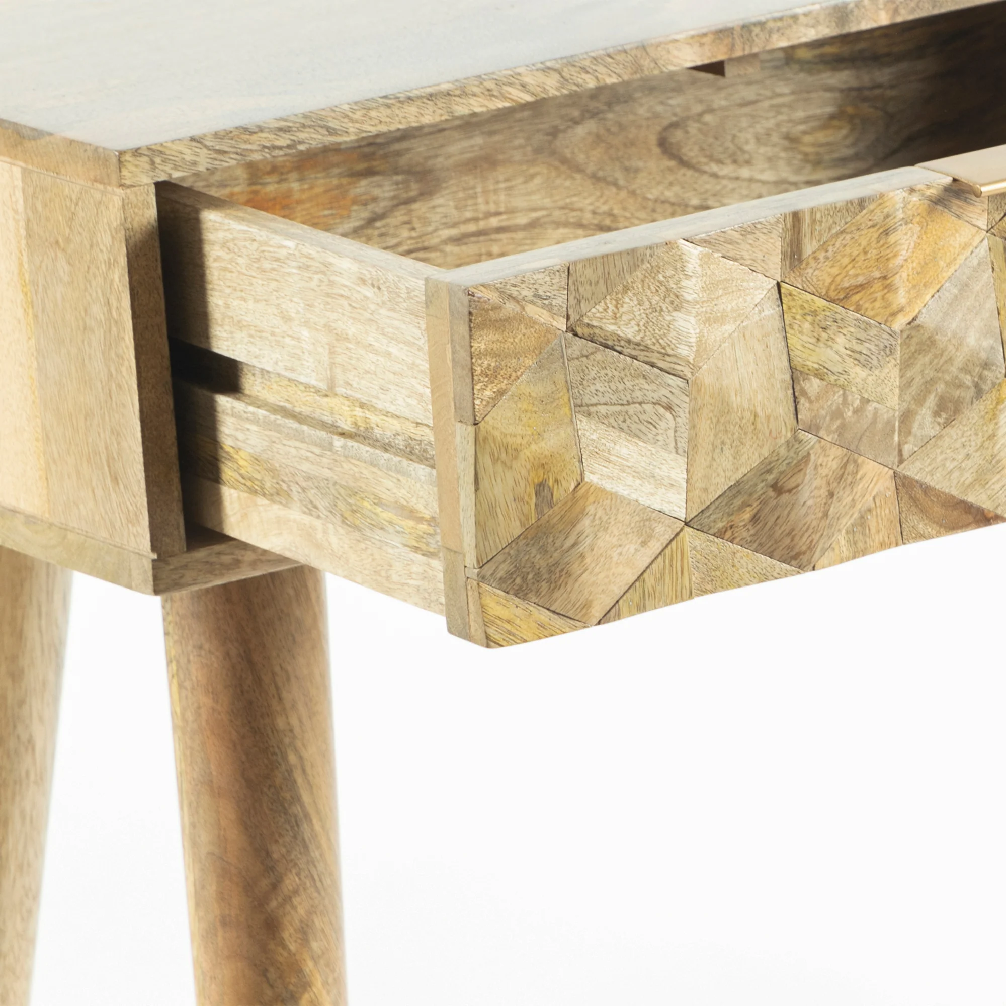  Furneezy Carve Mango Wood Console Table W2 Drawers