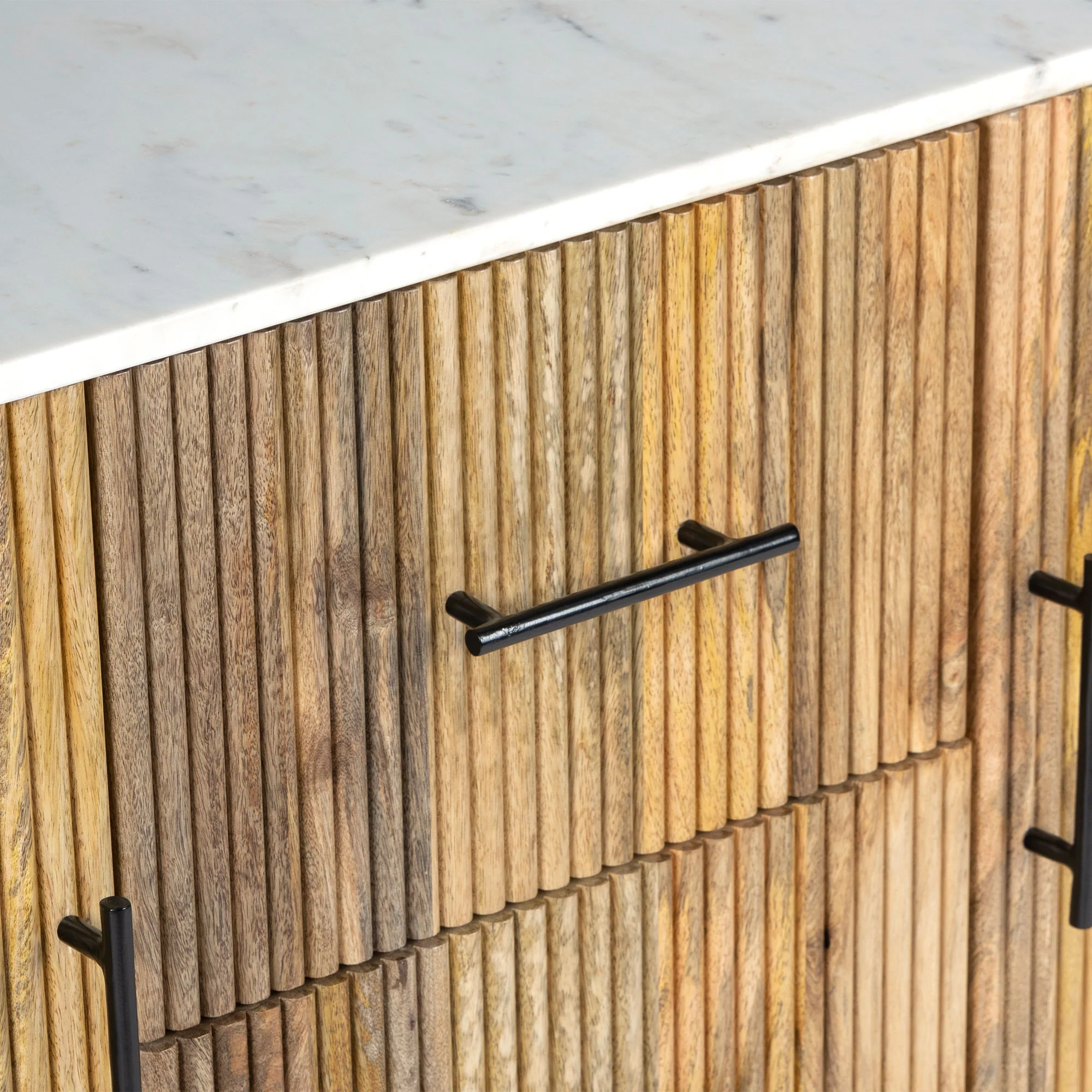  Furneezy Kelby Marble Side Board With 2 Drawers - Natural