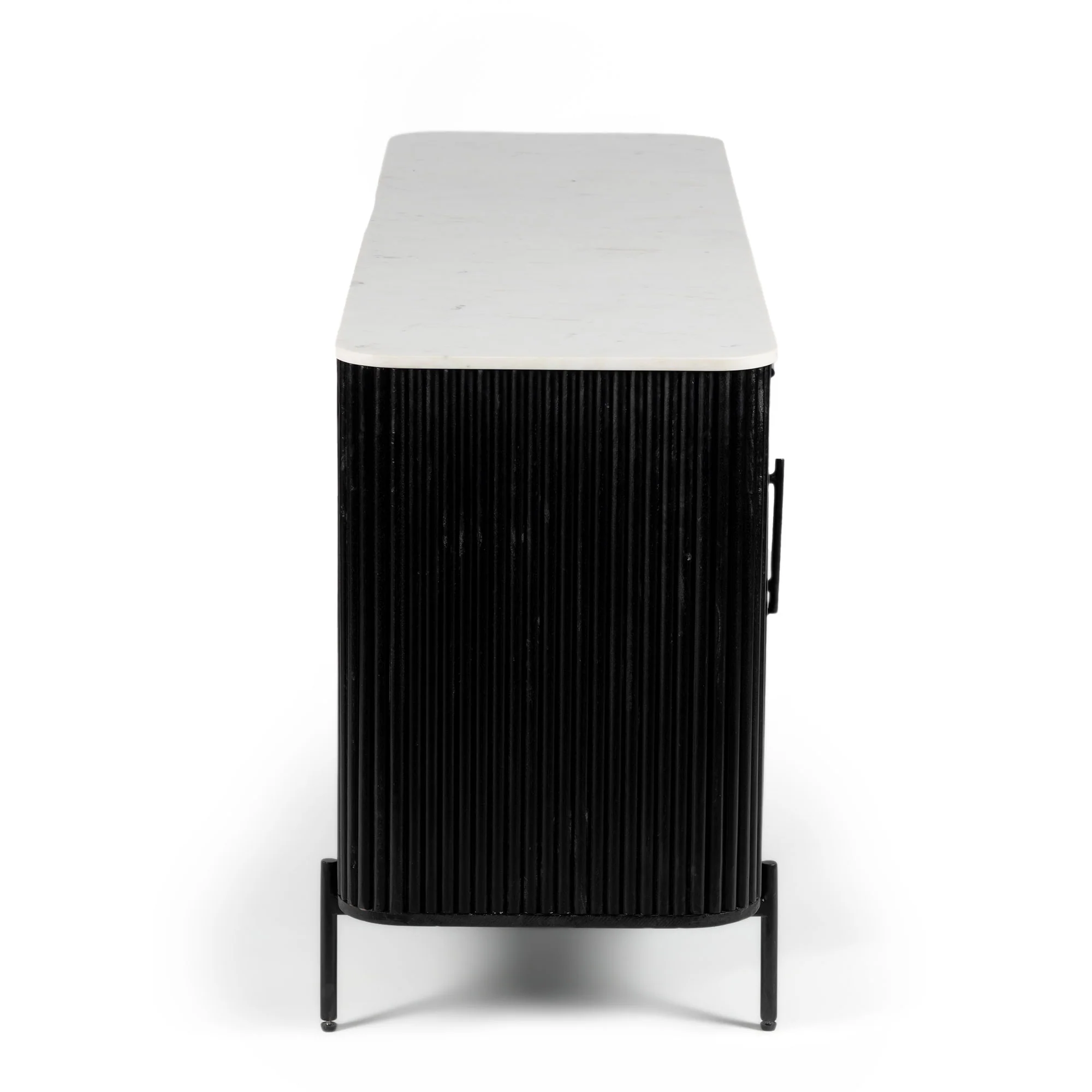  Furneezy Kelby Marble Side Board With 2 Drawers - Black