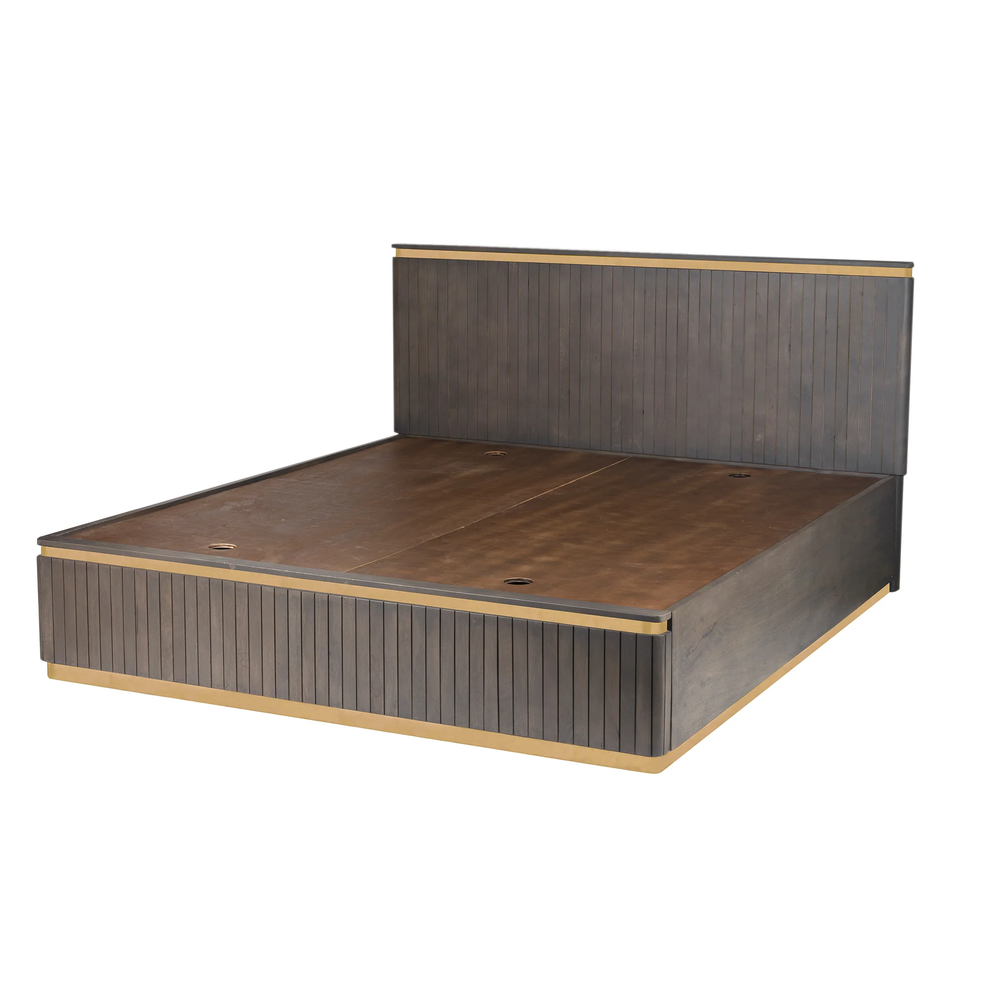 Furneezy Piano Mango Wood Queen Bed - Ash Grey
