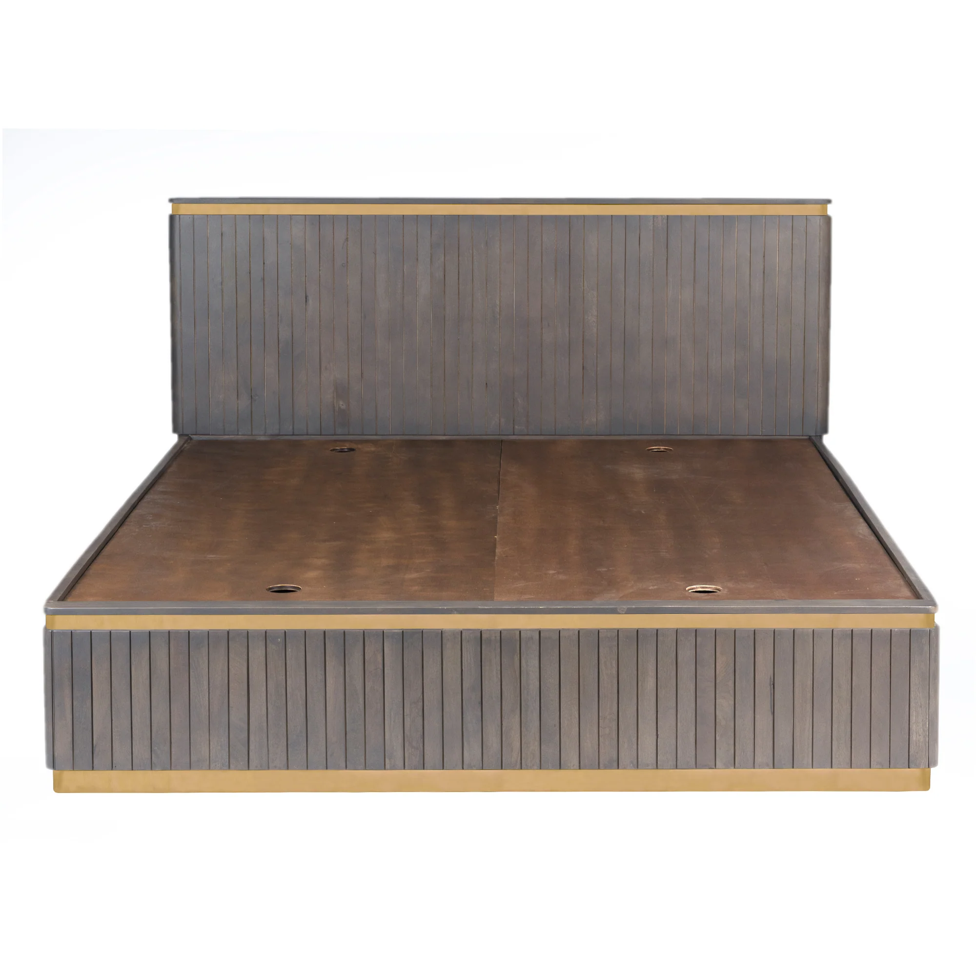  Furneezy Piano Mango Wood Queen Bed - Ash Grey