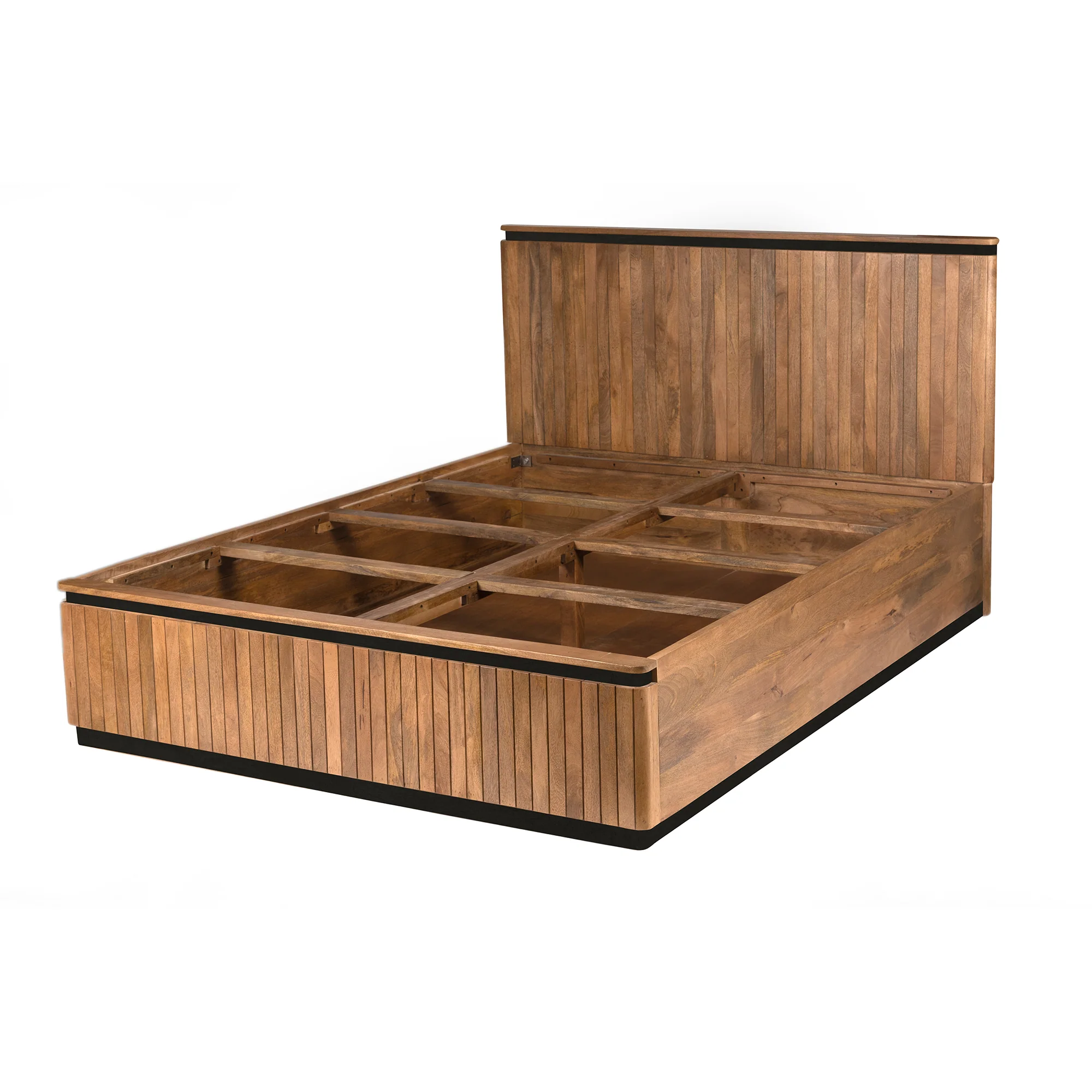  Furneezy Piano Mango Wood Queen Bed - Natural