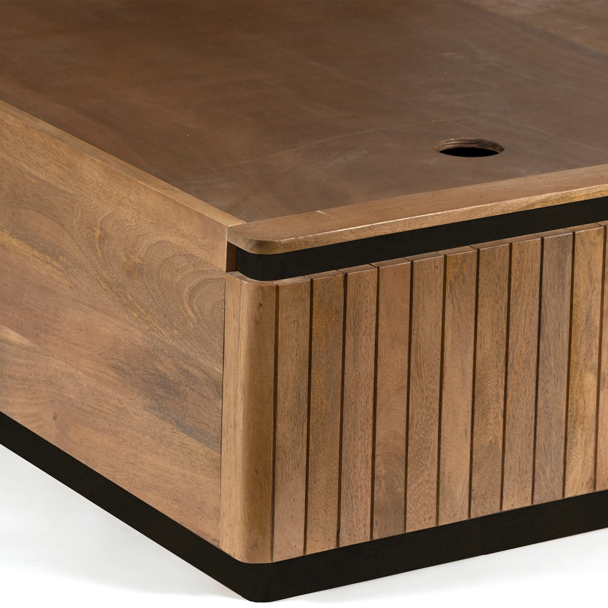  Furneezy Piano Mango Wood Queen Bed - Natural