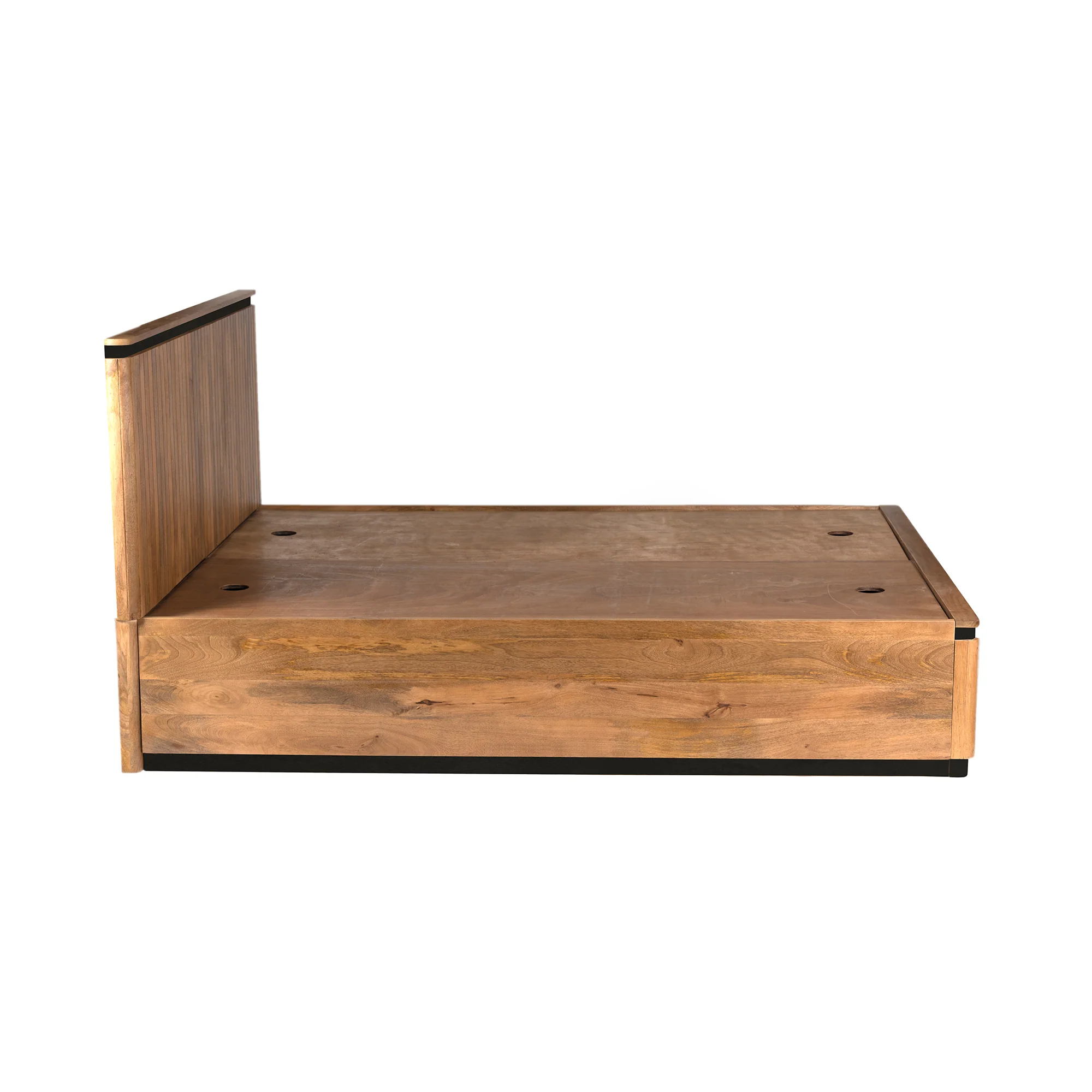  Furneezy Piano Mango Wood Queen Bed - Natural