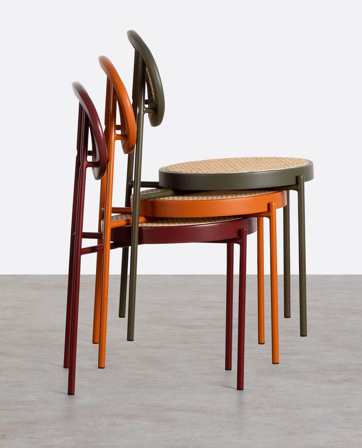 Natural Rattan and Metal Dining Chair