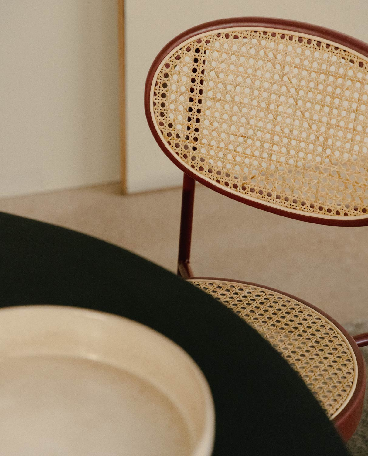 Natural Rattan and Metal Dining Chair