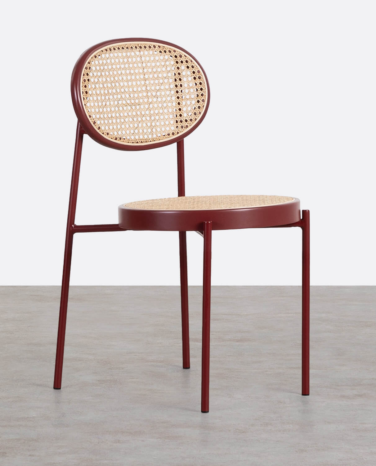 Natural Rattan and Metal Dining Chair
