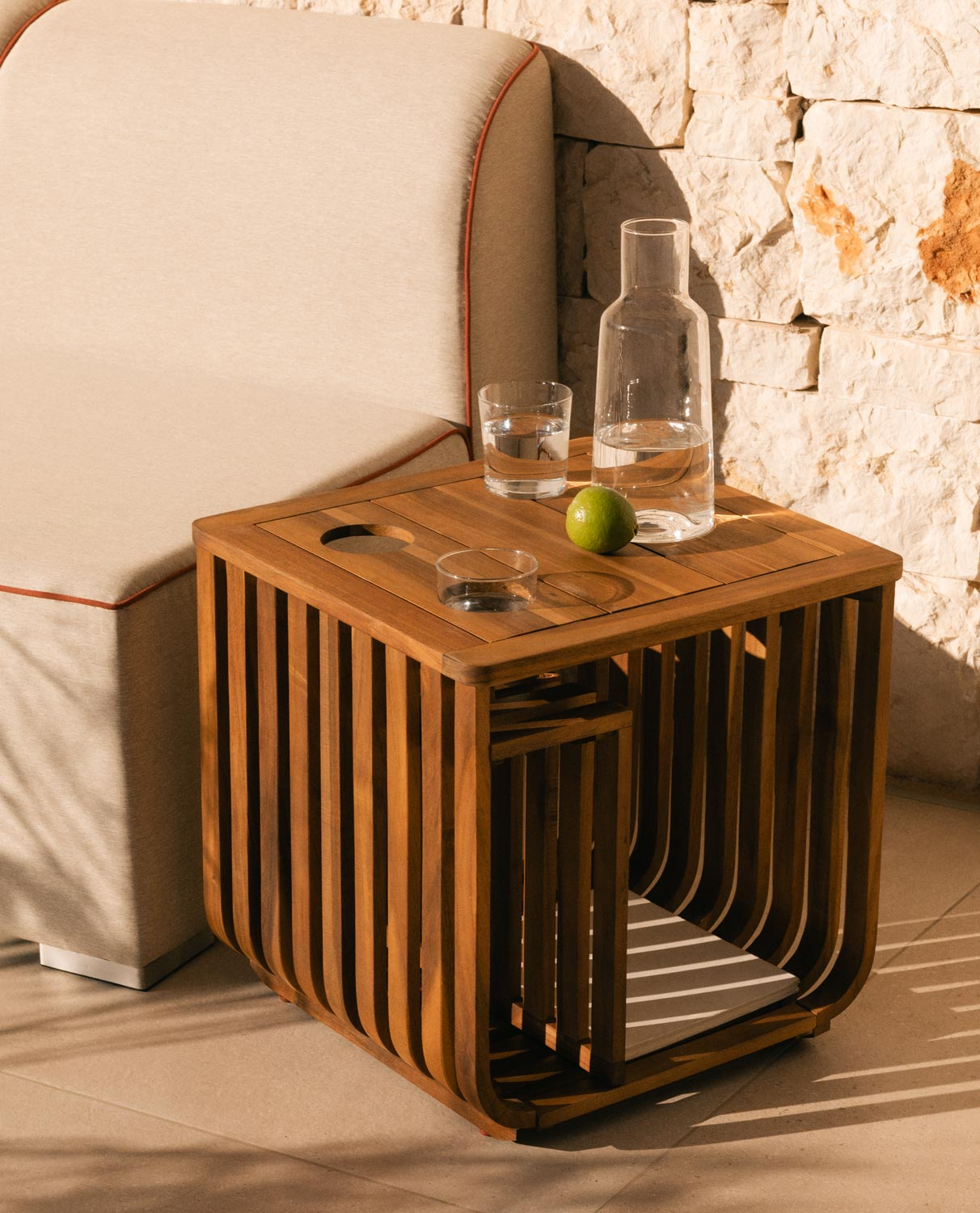 Acacia Wood Side Table (45x45 cm)