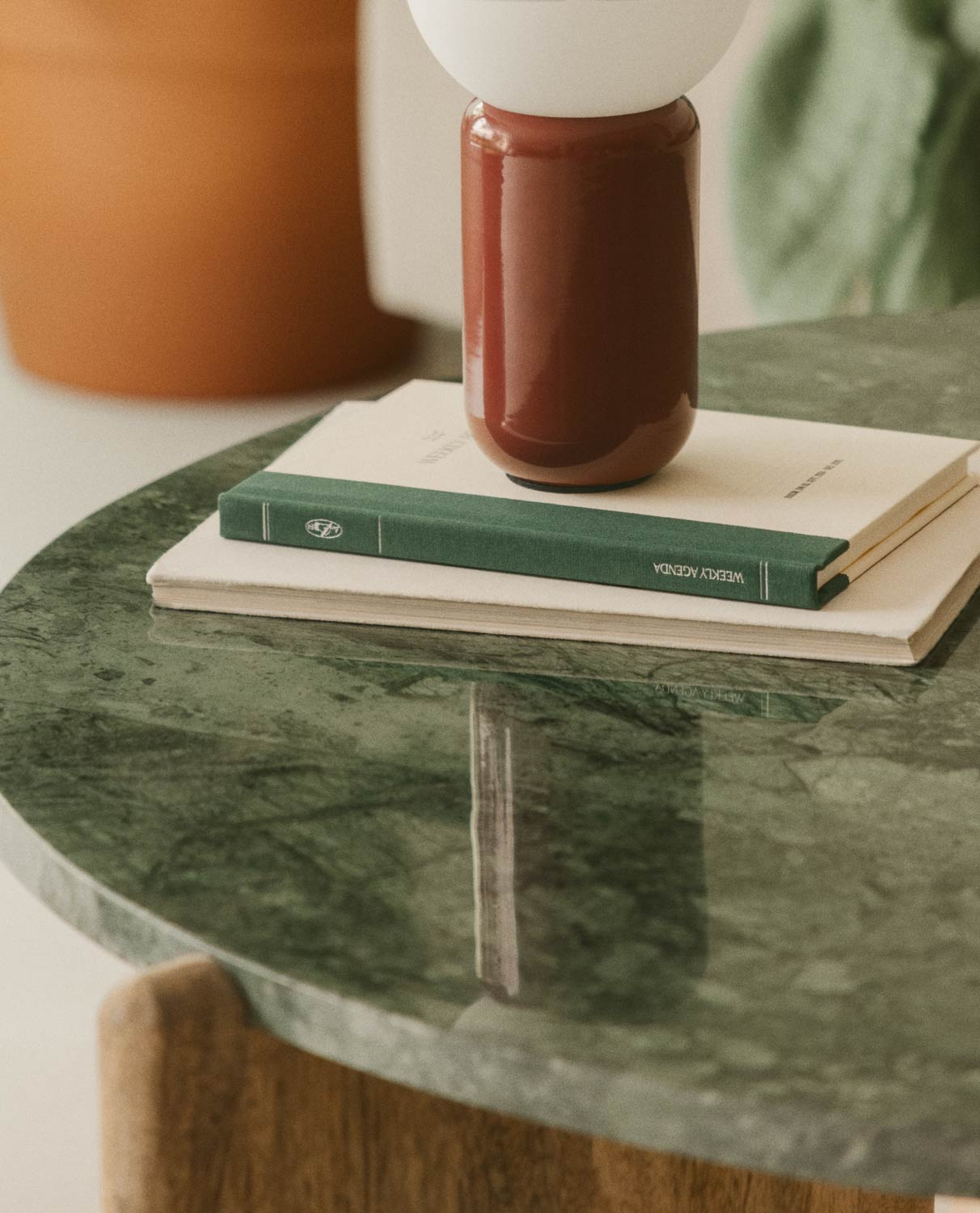 Round Mango Wood and Marble Coffee Table (Ø86 cm) 