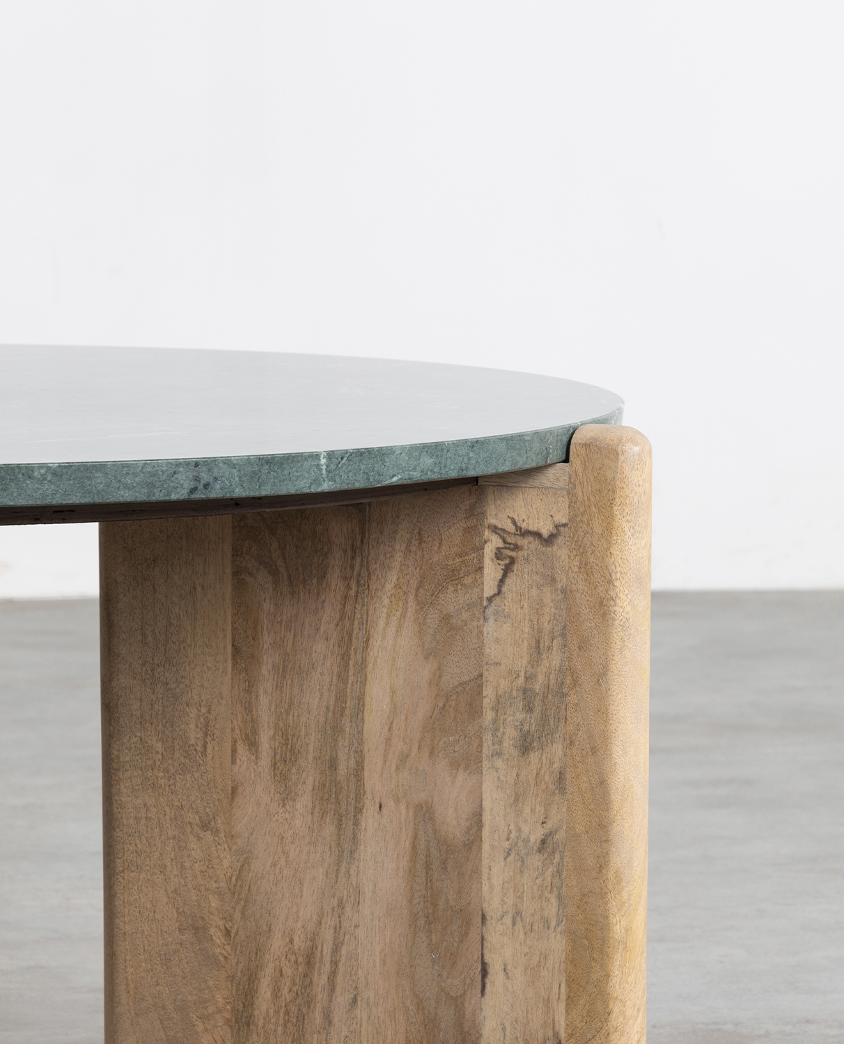 Round Mango Wood and Marble Coffee Table (Ø86 cm) 