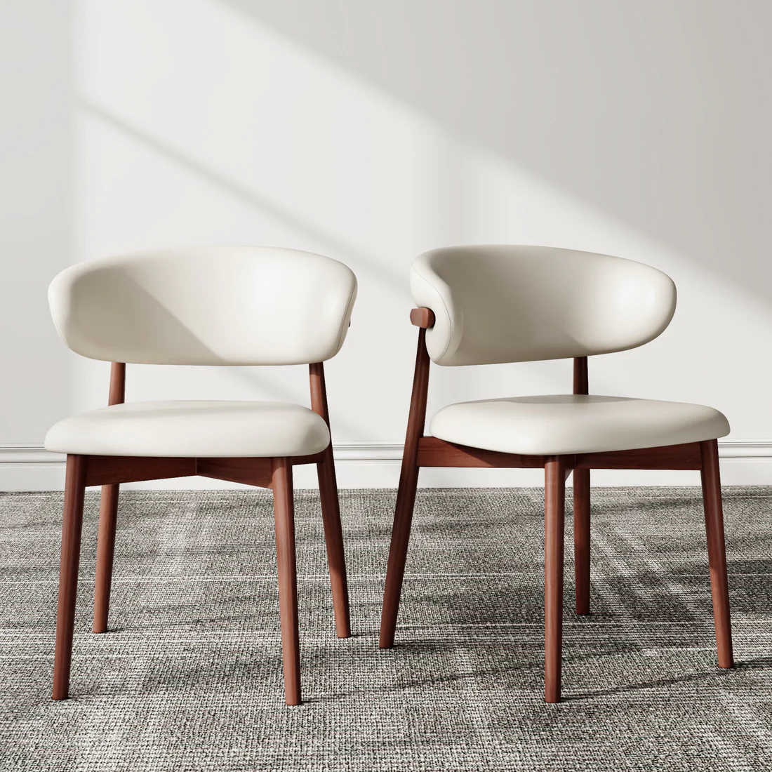 2x/4x/6x Curved Backrest Solid Wood Dining Chairs