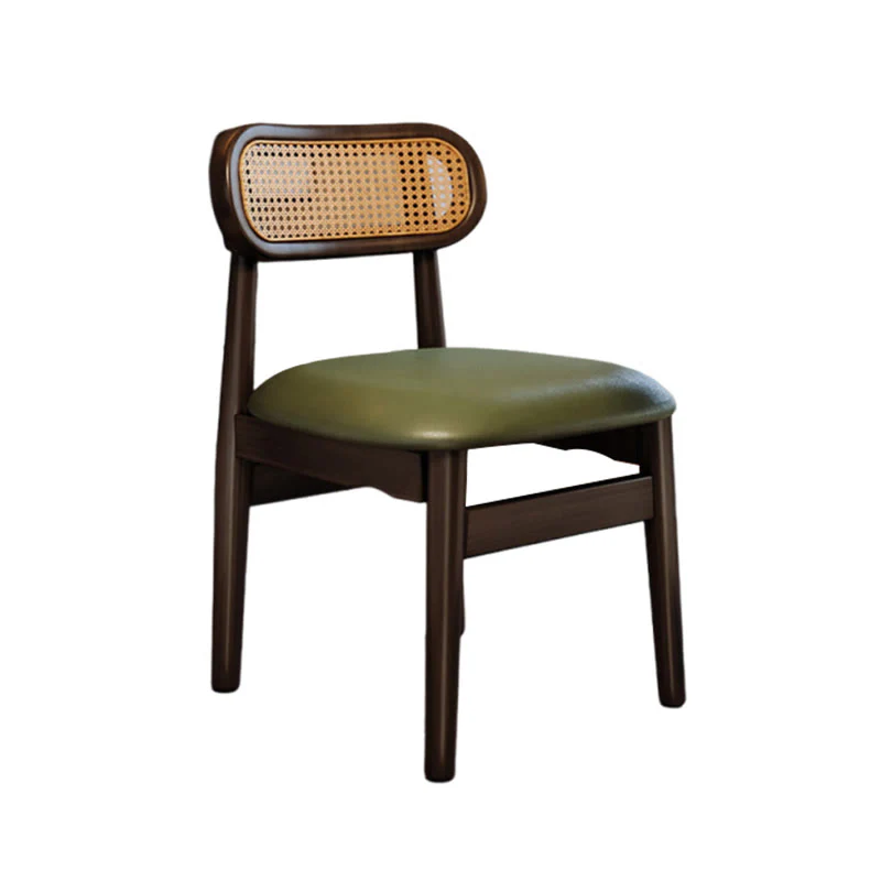 Solid Wood Resin Imitation Rattan Backrest Dining Chair