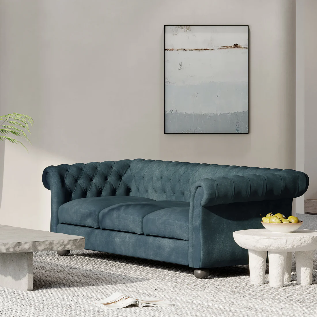 Chesterfield Fabric 3 seater Sofa