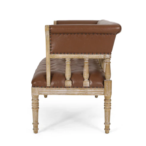 Niemi Traditional Upholstered Tufted Loveseat /Elegant Wooden Sofa