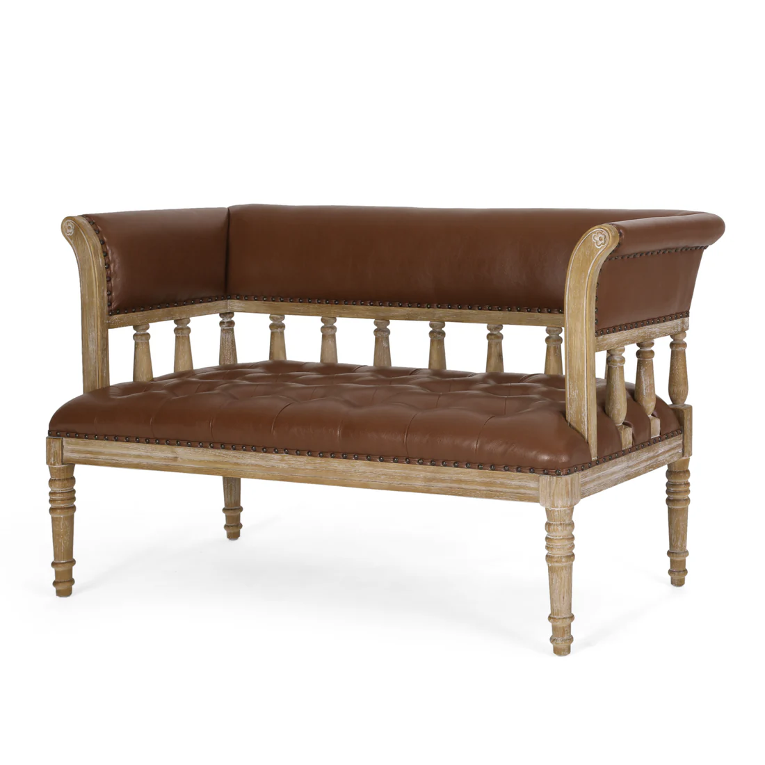 Niemi Traditional Upholstered Tufted Loveseat /Elegant Wooden Sofa