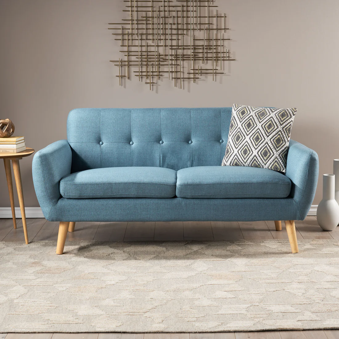 Mid-Century Modern Sofa + Blue