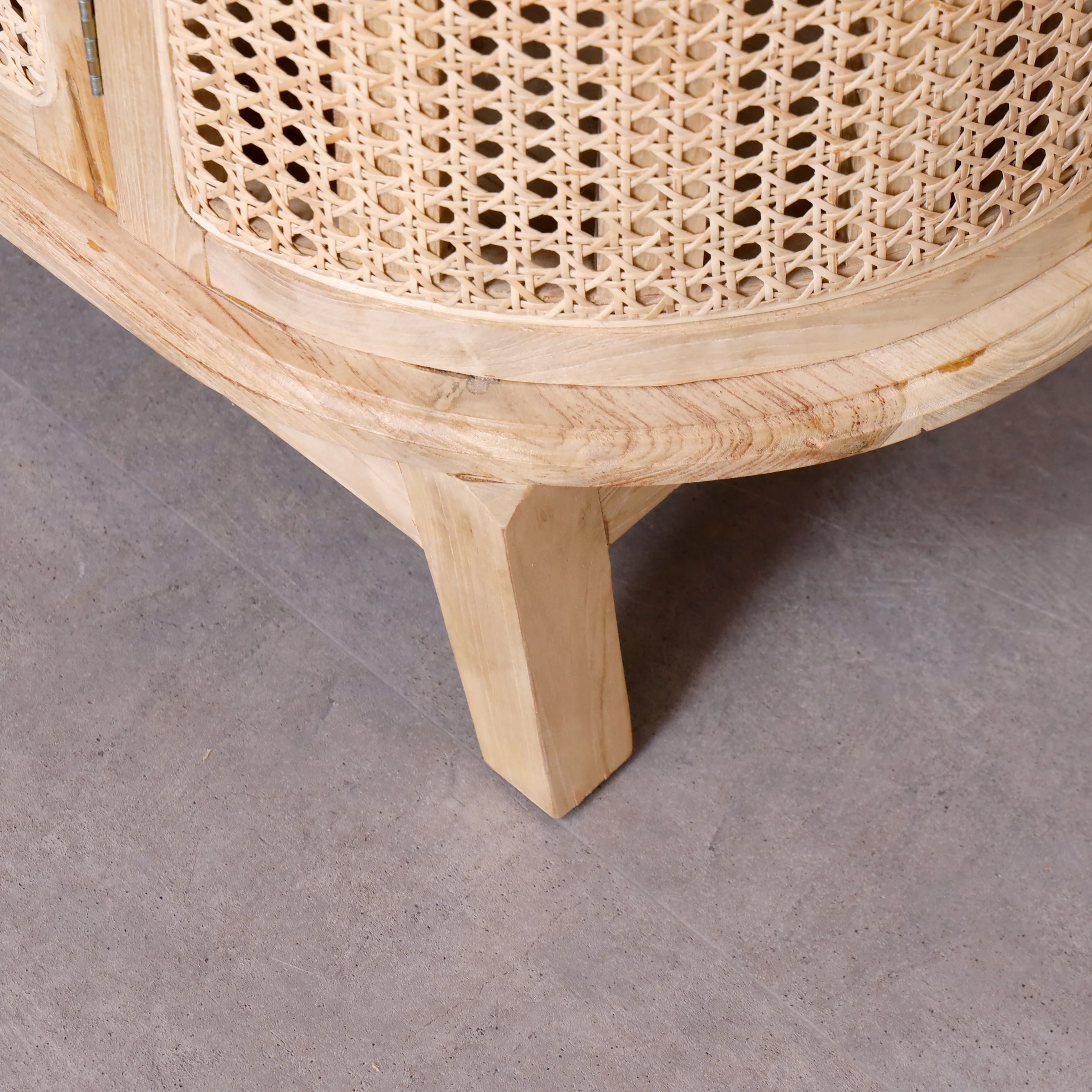 Wooden Cabinet with Rattan Doors In Teak Wood