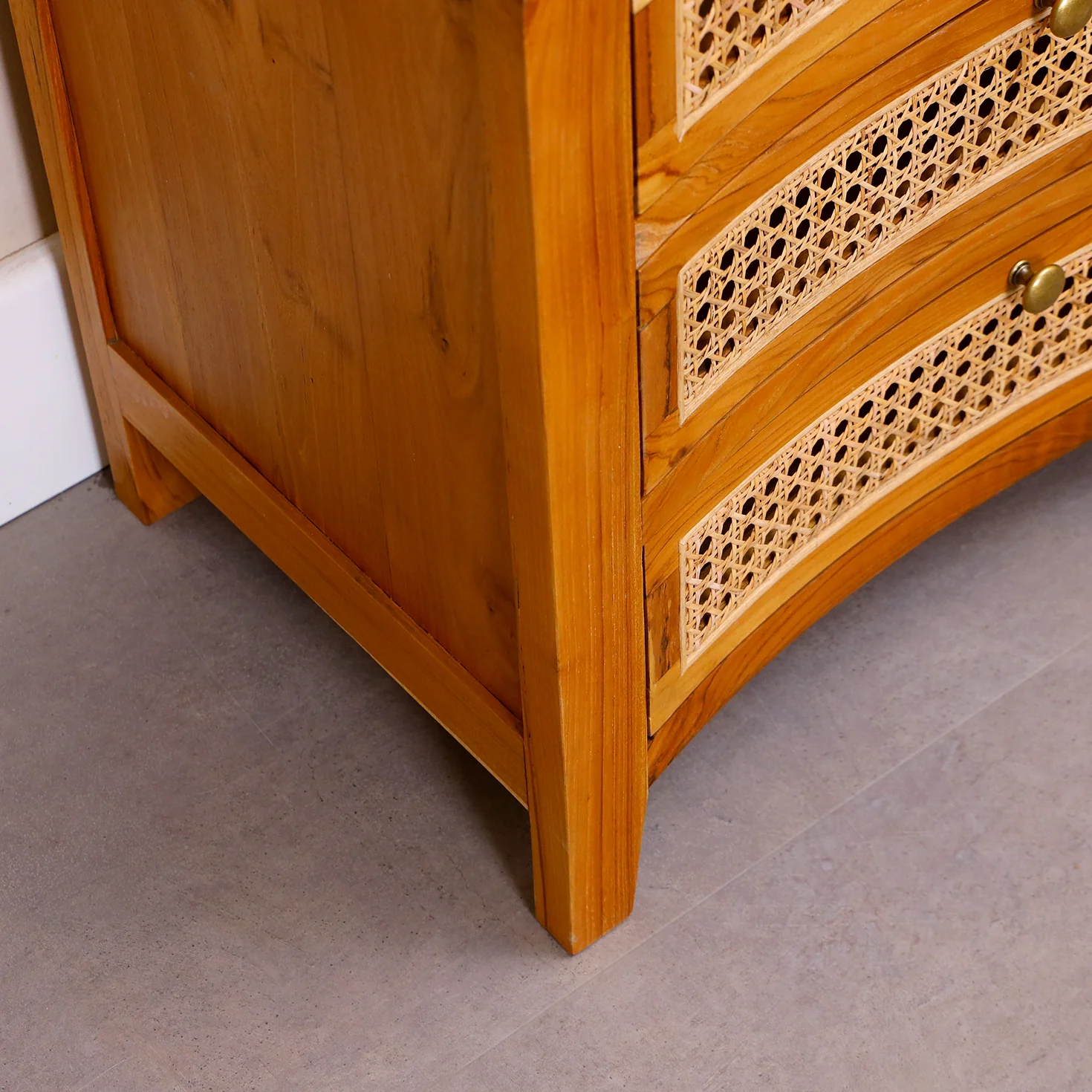 Wooden Nightstand In Teak Wood